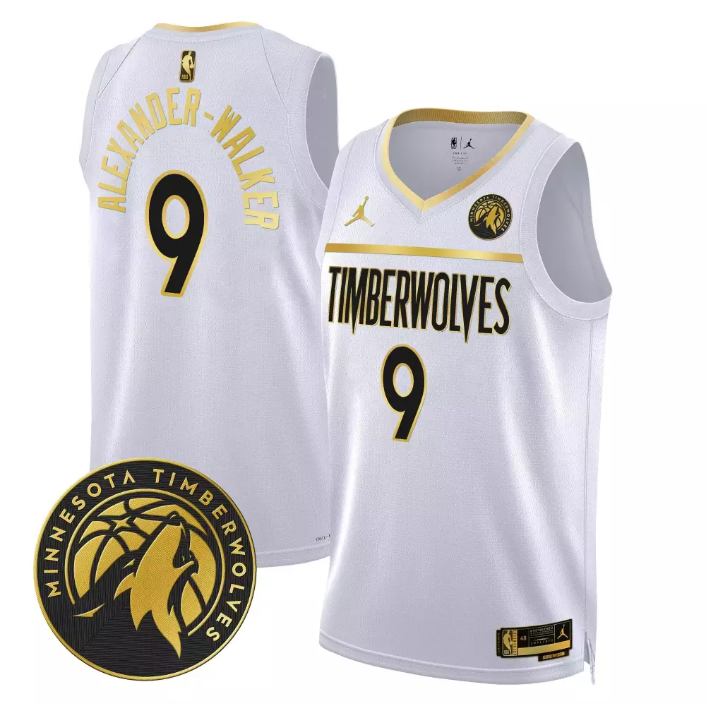 nickeil alexanderwalker white gold mens minnesota timberwolves swingman jersey v2 all stitched