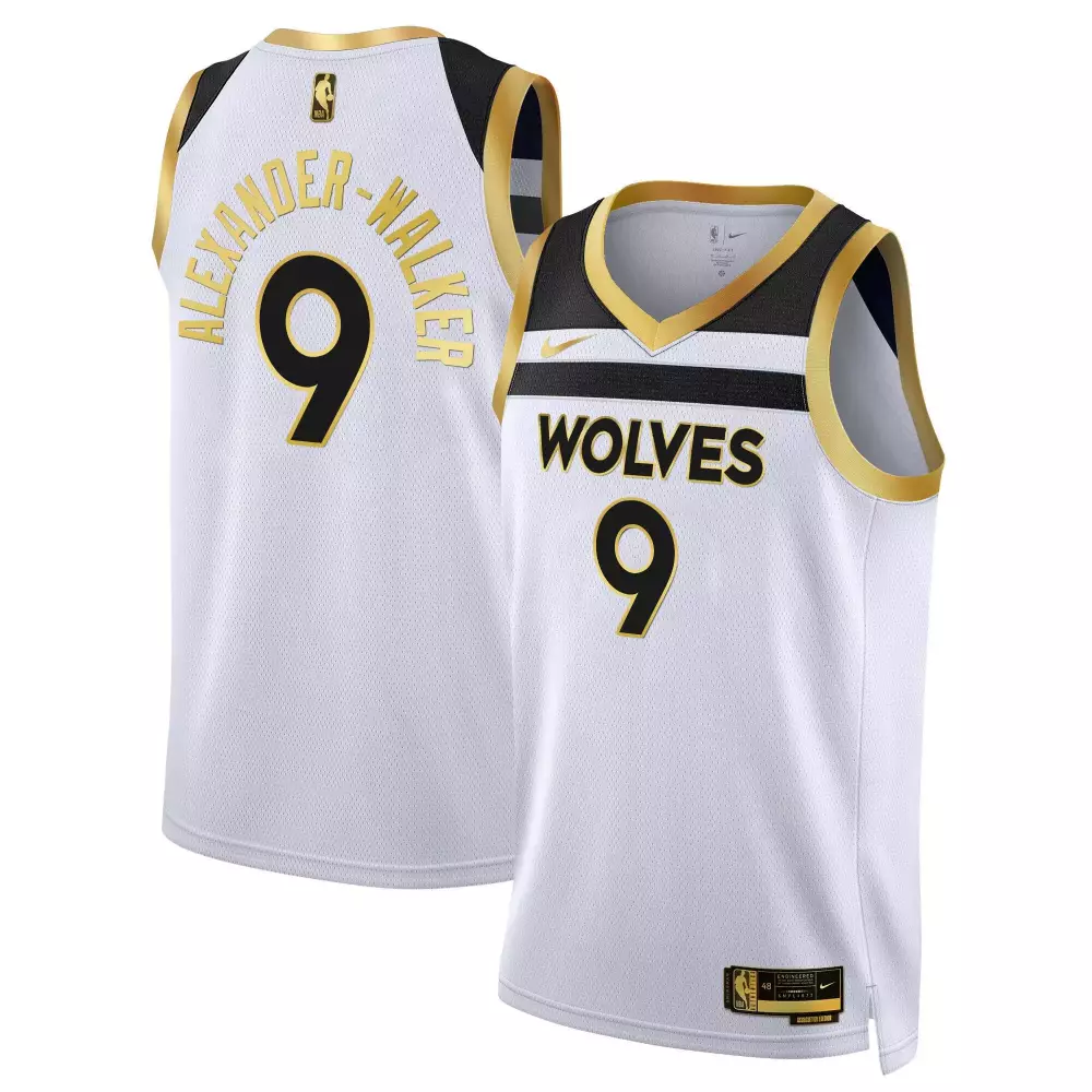 nickeil alexanderwalker white gold mens minnesota timberwolves swingman jersey v2 all stitched