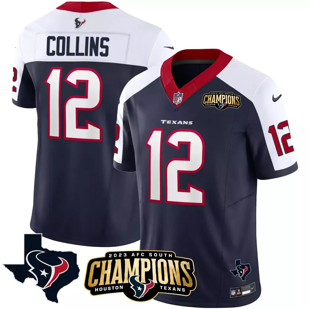 nico collins alternate mens houston texans 2023 afc south champions patch vapor jersey all stitched
