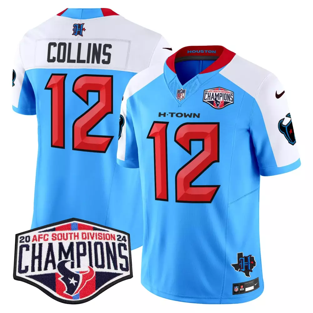 nico collins blue alternate mens houston texans 2024 afc south division champions patch vapor limited jersey all stitche