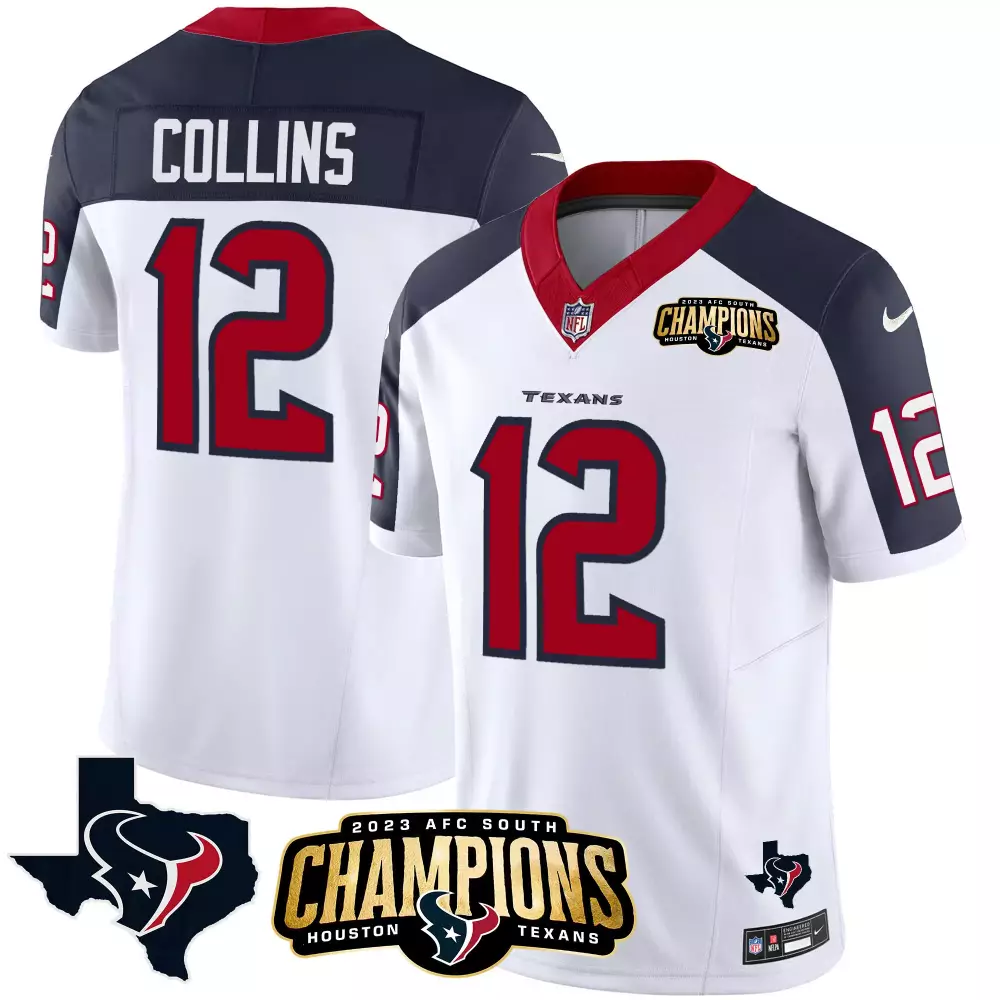 nico collins inverted mens houston texans 2023 afc south champions patch vapor jersey all stitched