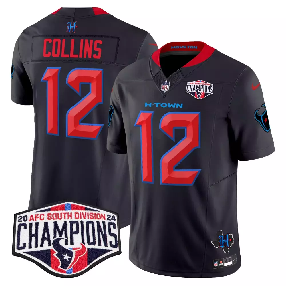 nico collins navy limited mens houston texans 2024 afc south division champions patch vapor limited jersey all stitched