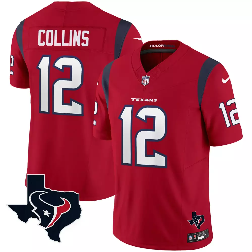 nico collins red mens houston texans color rush legend vapor jersey v2 all stitched