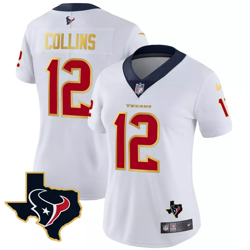 nico collins white womens houston texans gold trim vapor jersey all stitched