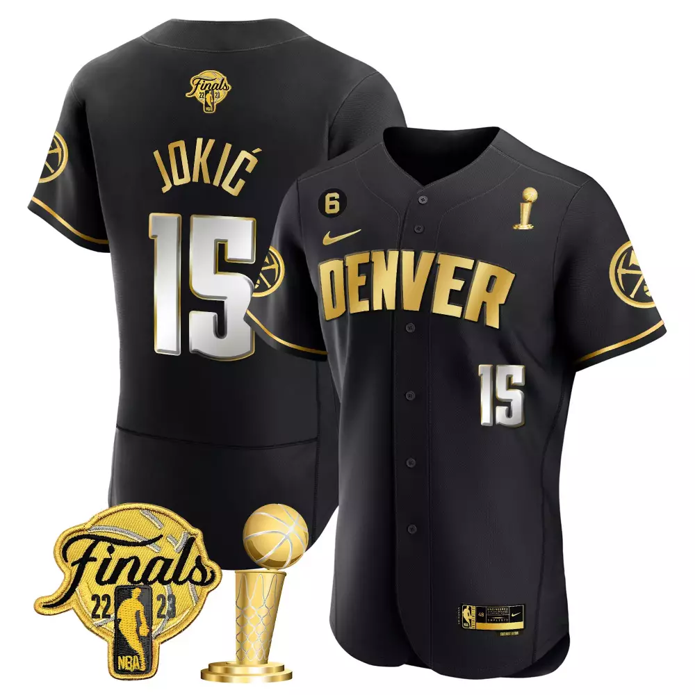 nikola jokic black limited mens denver nuggets 2023 finals champions flex base jersey all stitched