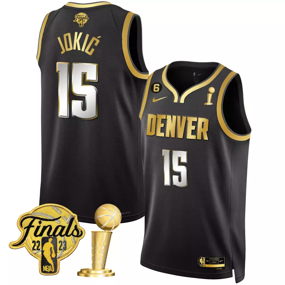 nikola jokic black limited mens denver nuggets 2023 finals champions patch jersey all stitched