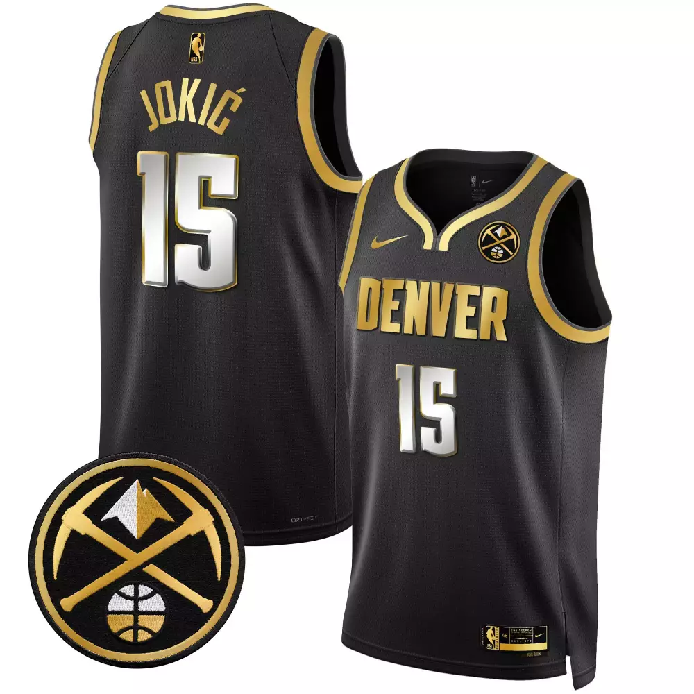 nikola jokic black limited mens denver nuggets 2023 finals patch gold special jersey all stitched