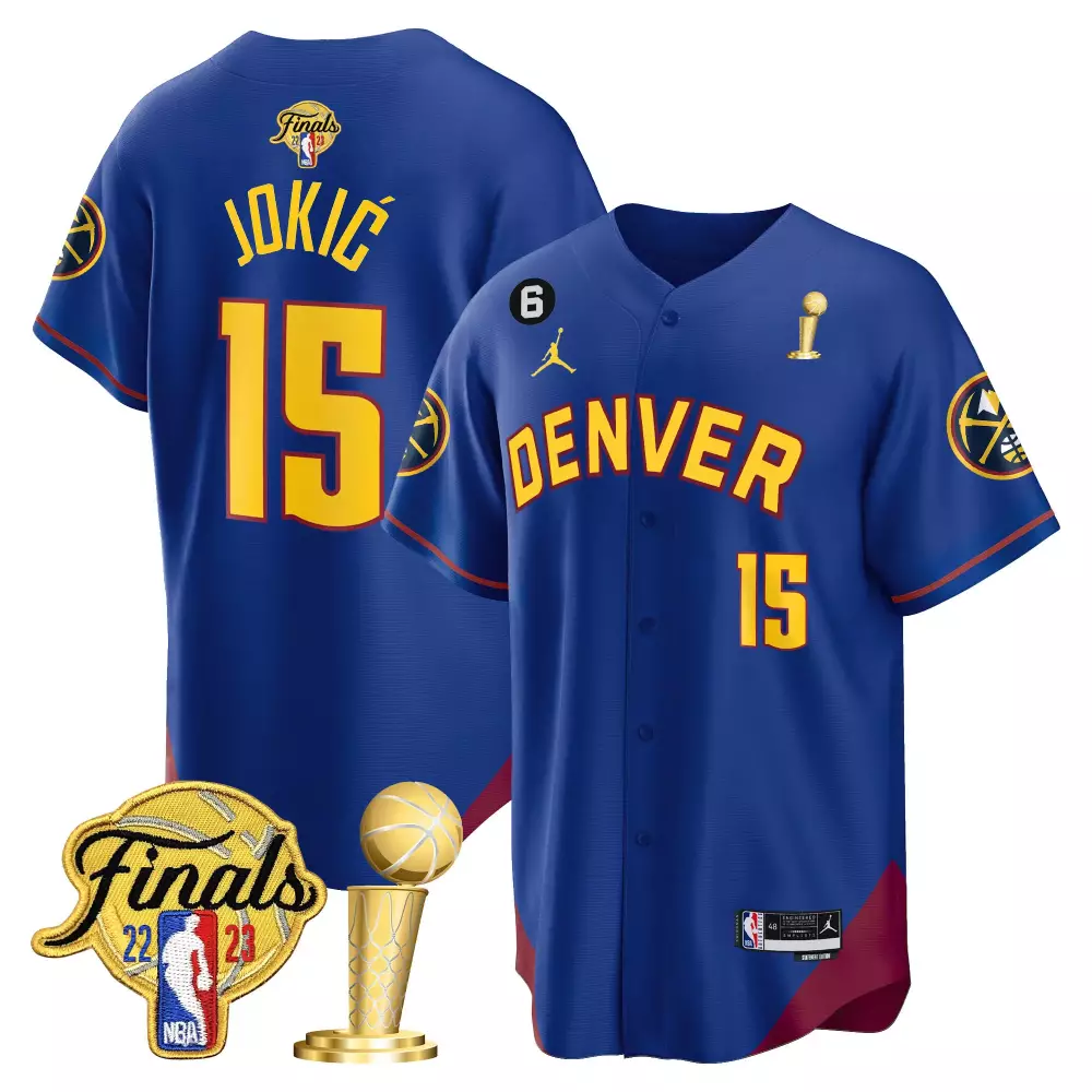 nikola jokic statement youths denver nuggets 2023 finals champions patch cool base jersey all stitched