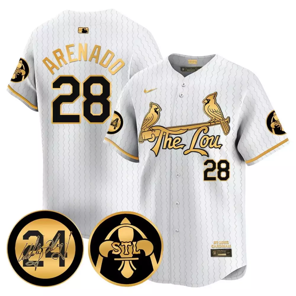 nolan arenado white gold mens st louis cardinals 2024 city connect vapor premier limited jersey all stitched
