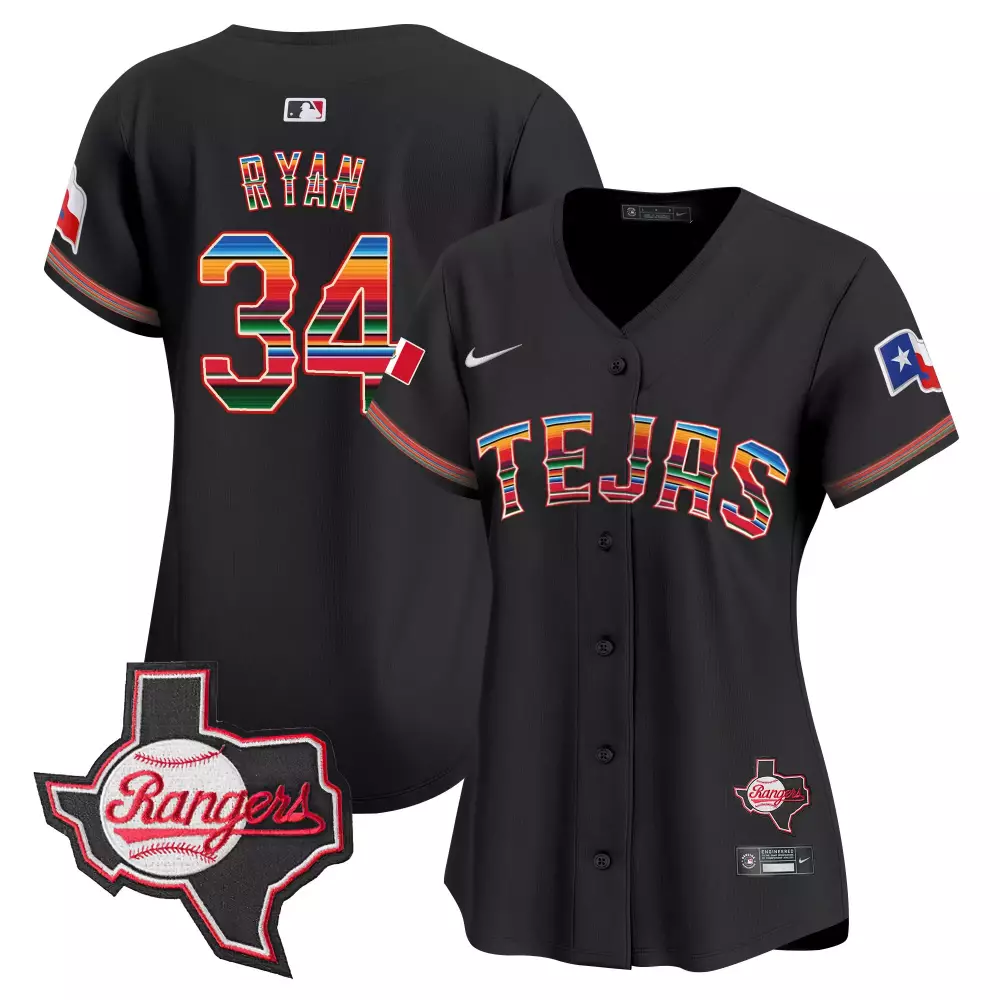 nolan ryan black womens texas rangers mexico texas patch vapor premier limited jersey all stitched