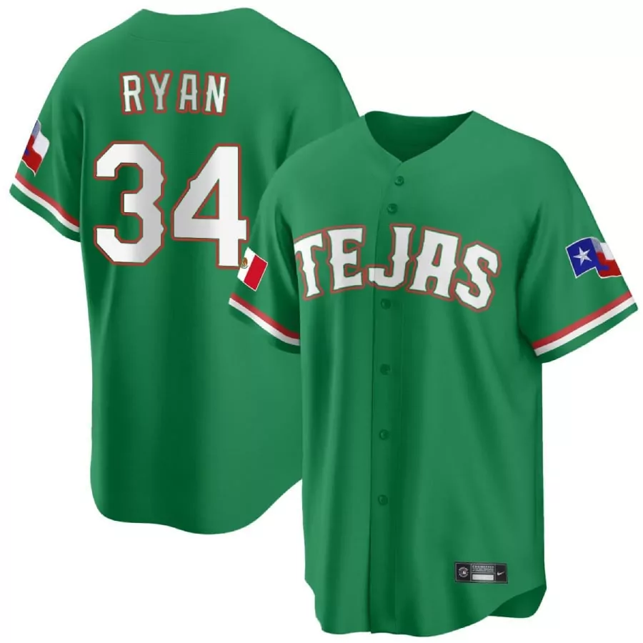 nolan ryan cool base mens texas rangers mexican green collection jersey all stitched
