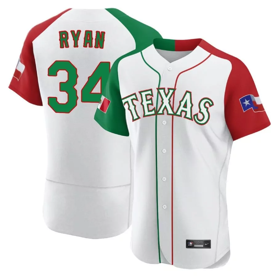 nolan ryan flex base mens texas rangers mexican white alternate collection jersey all stitched