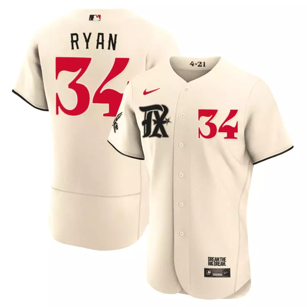 nolan ryan flex cream mens texas rangers cream 2023 city connect limited jersey all stitched