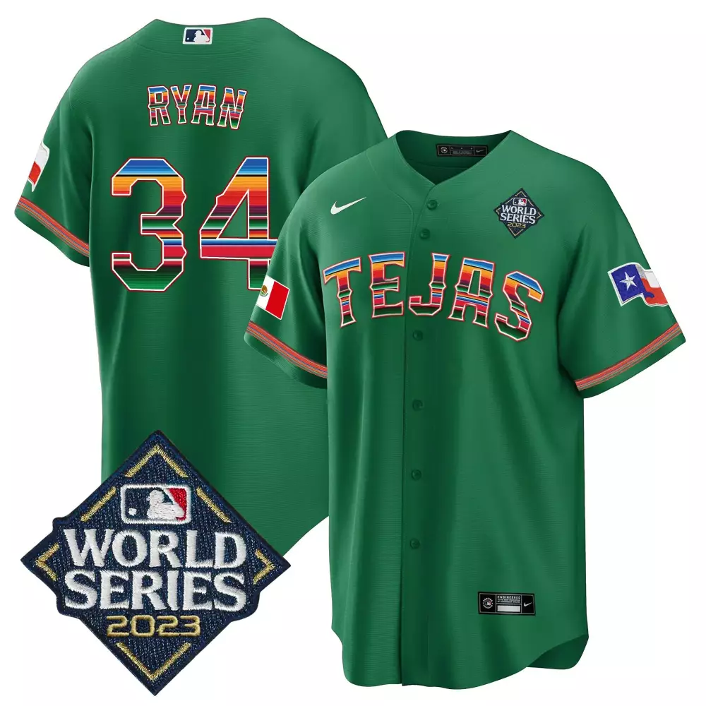 nolan ryan gray mens texas rangers 2023 world series flex base gold trim jersey v2 all stitched