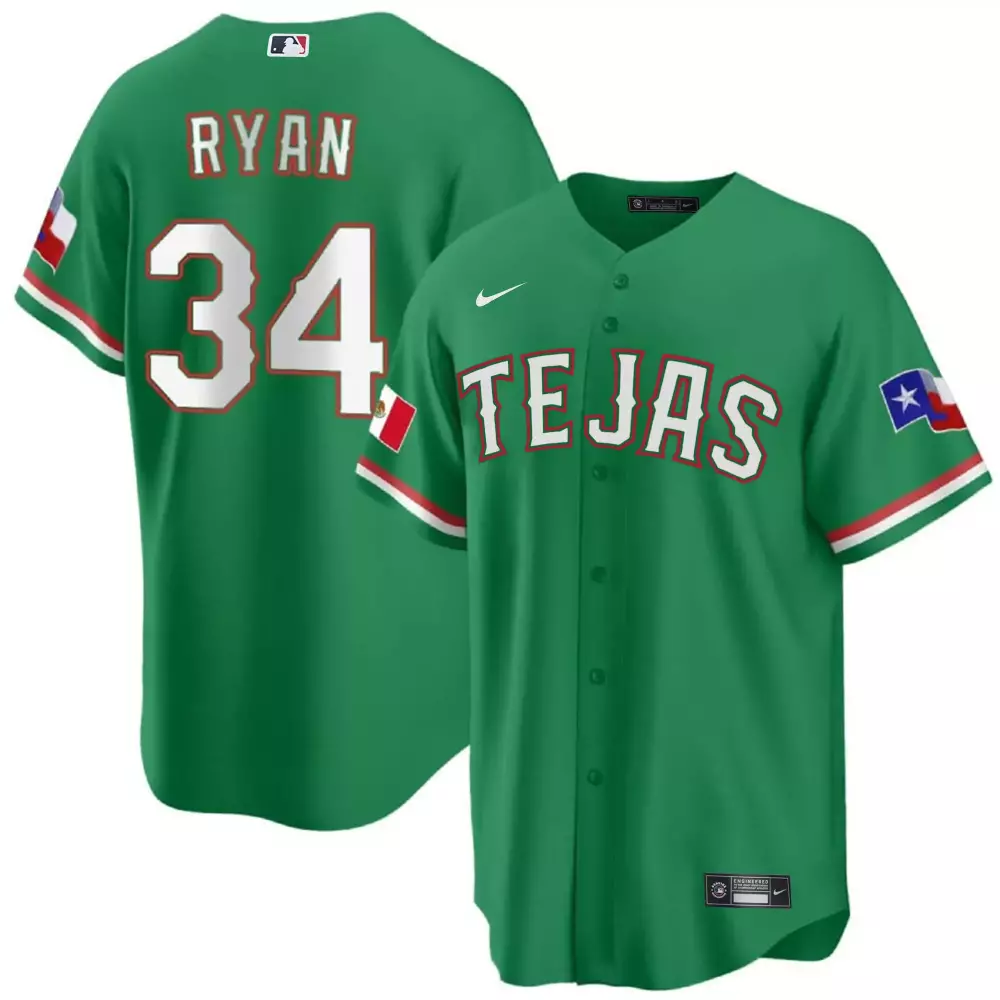 nolan ryan green mens texas rangers mexican cool base jersey all stitched