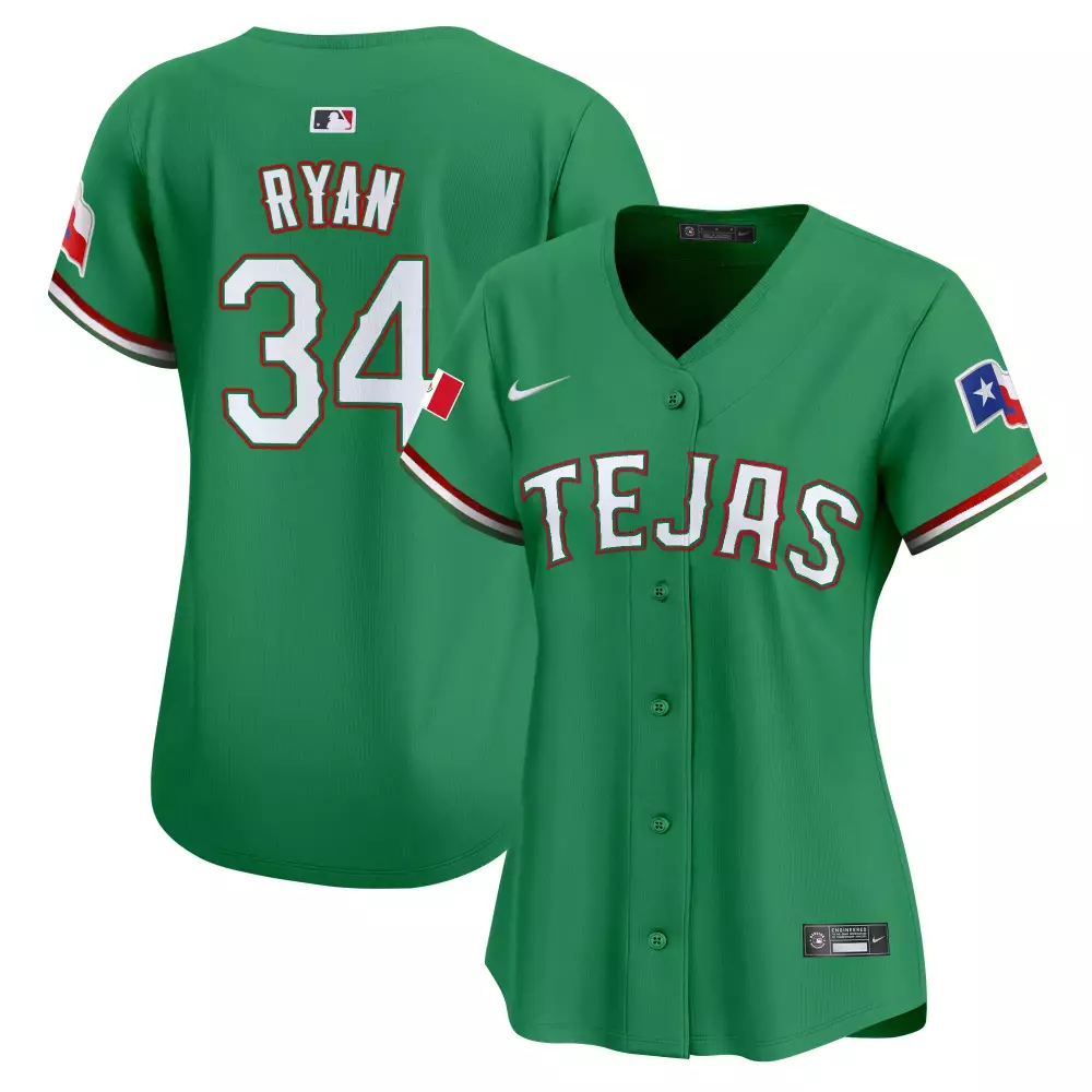 nolan ryan green womens texas rangers mexico texas patch vapor premier limited jersey all stitched