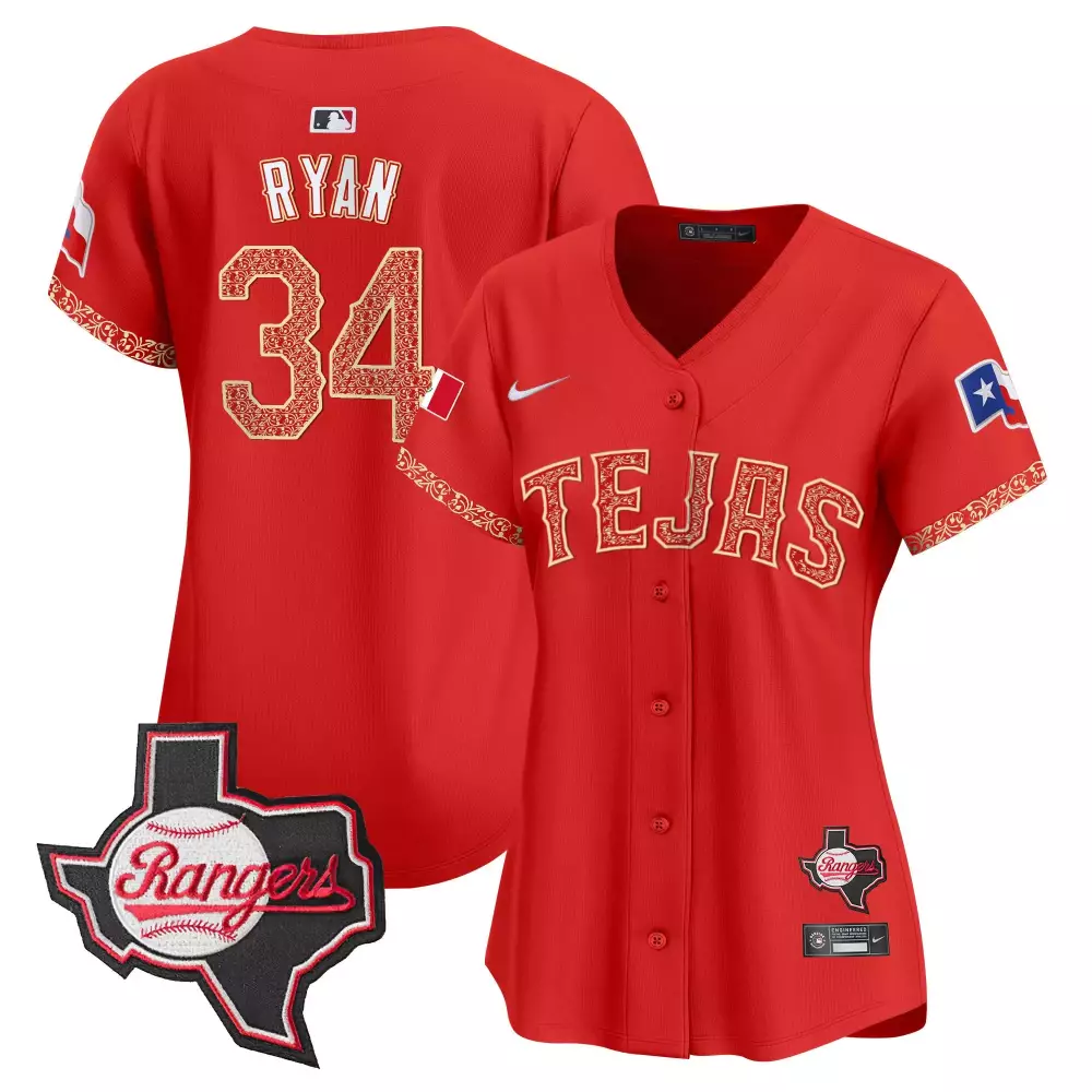 nolan ryan red womens texas rangers mexico texas patch vapor premier limited jersey all stitched
