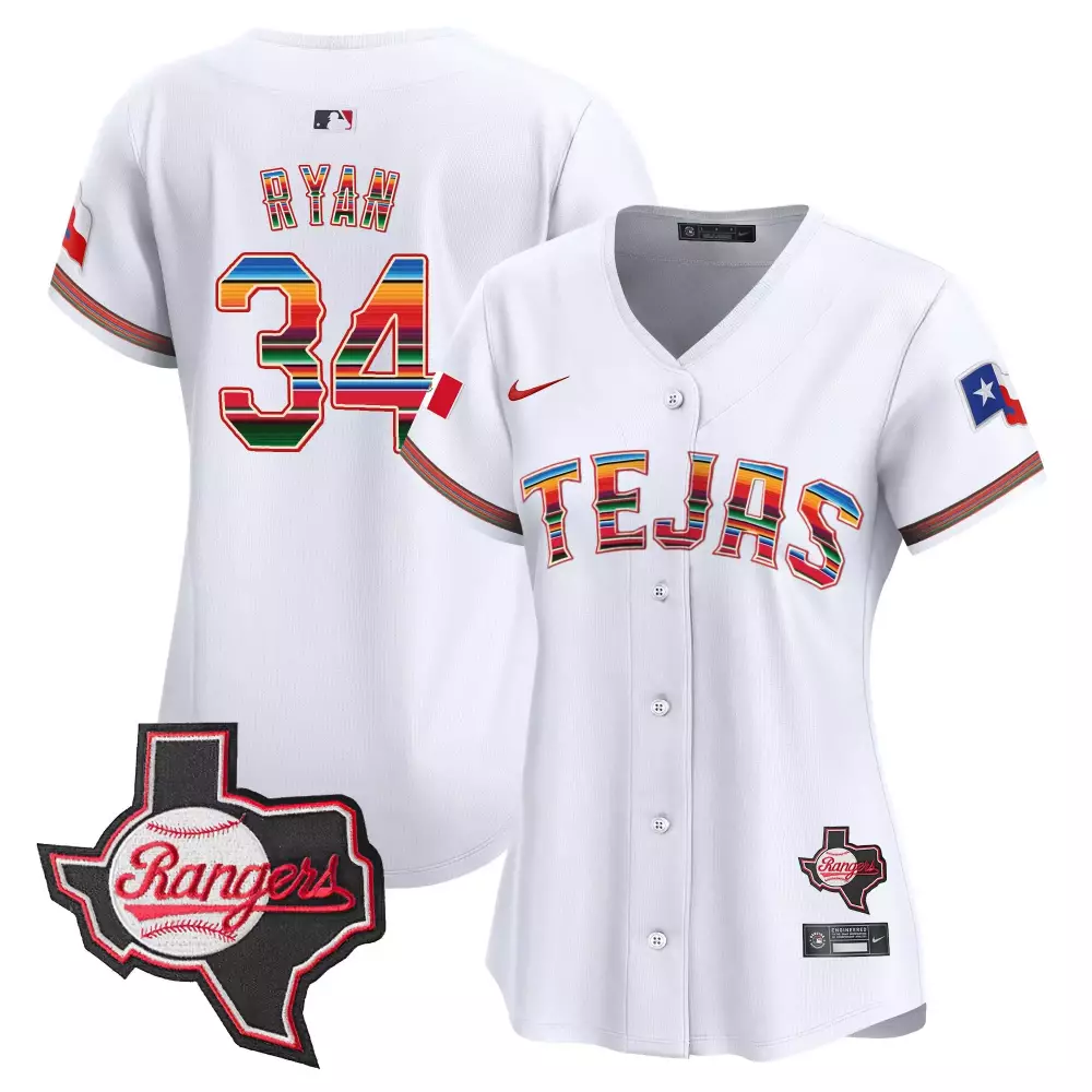 nolan ryan white womens texas rangers mexico texas patch vapor premier limited jersey all stitched