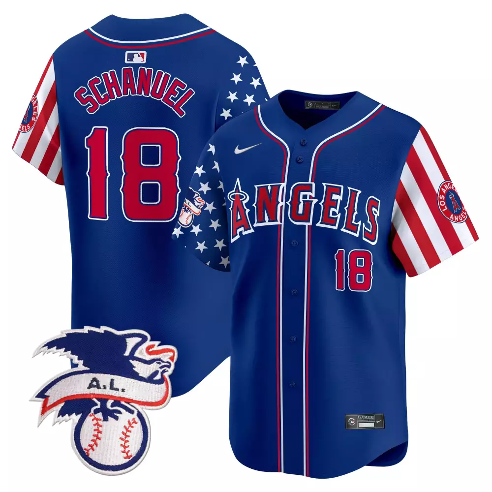 nolan schanuel royal mens los angeles angels 2024 fourth of july vapor premier limited jersey all stitched