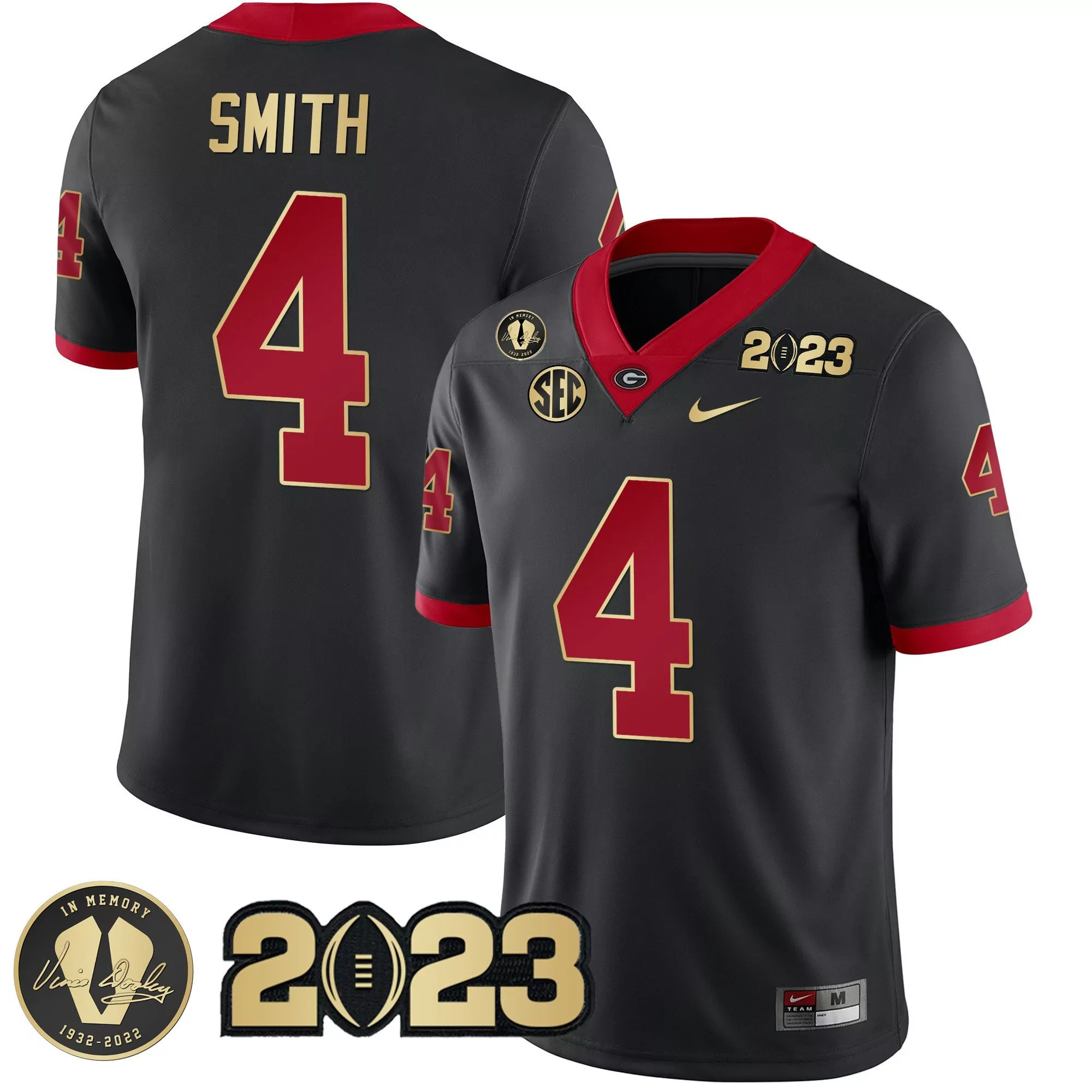 nolan smith black gold mens georgia bulldogs 2023 champions alternate jersey all stitched