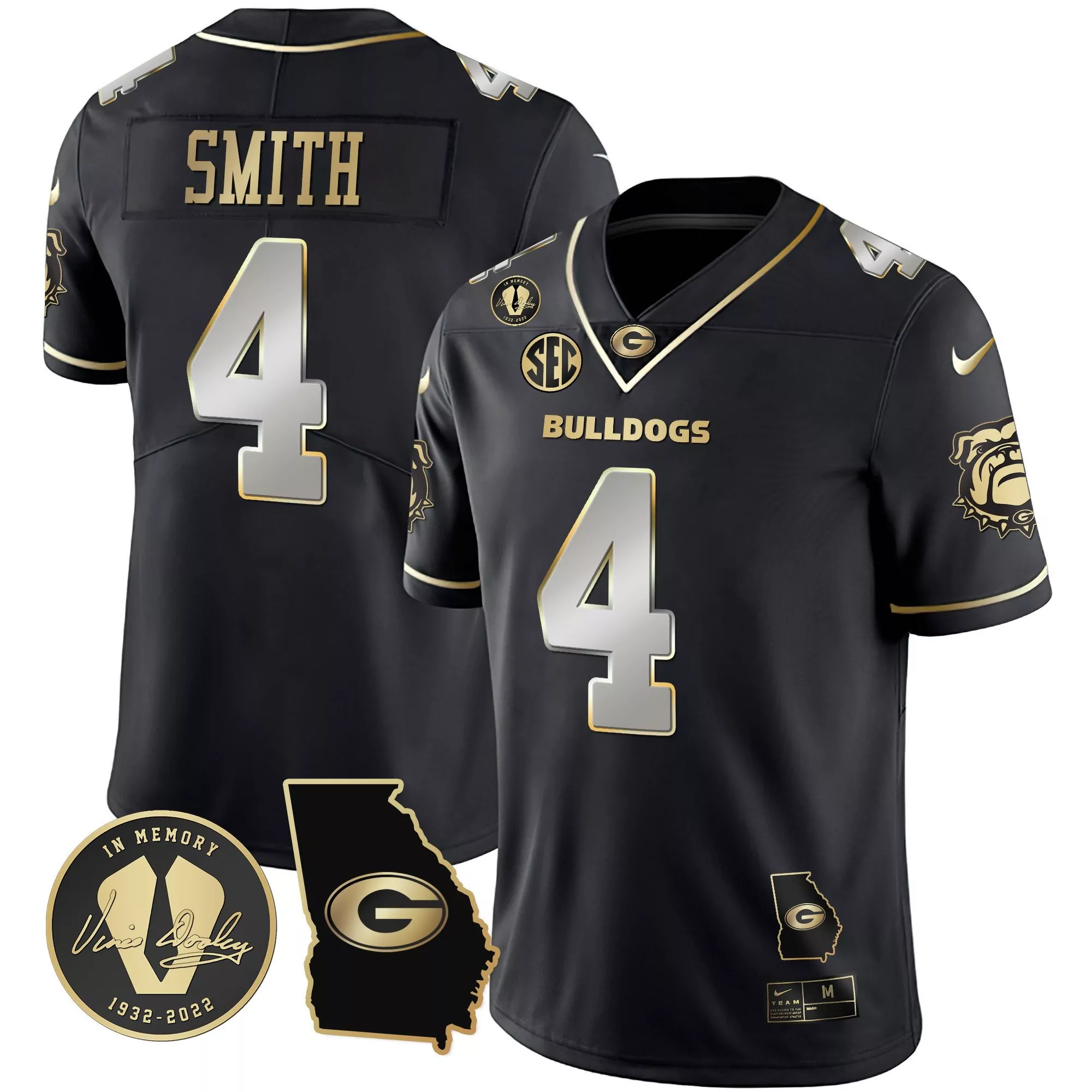 nolan smith black limited mens georgia bulldogs 2023 vapor jersey v2 georgia map all stitched