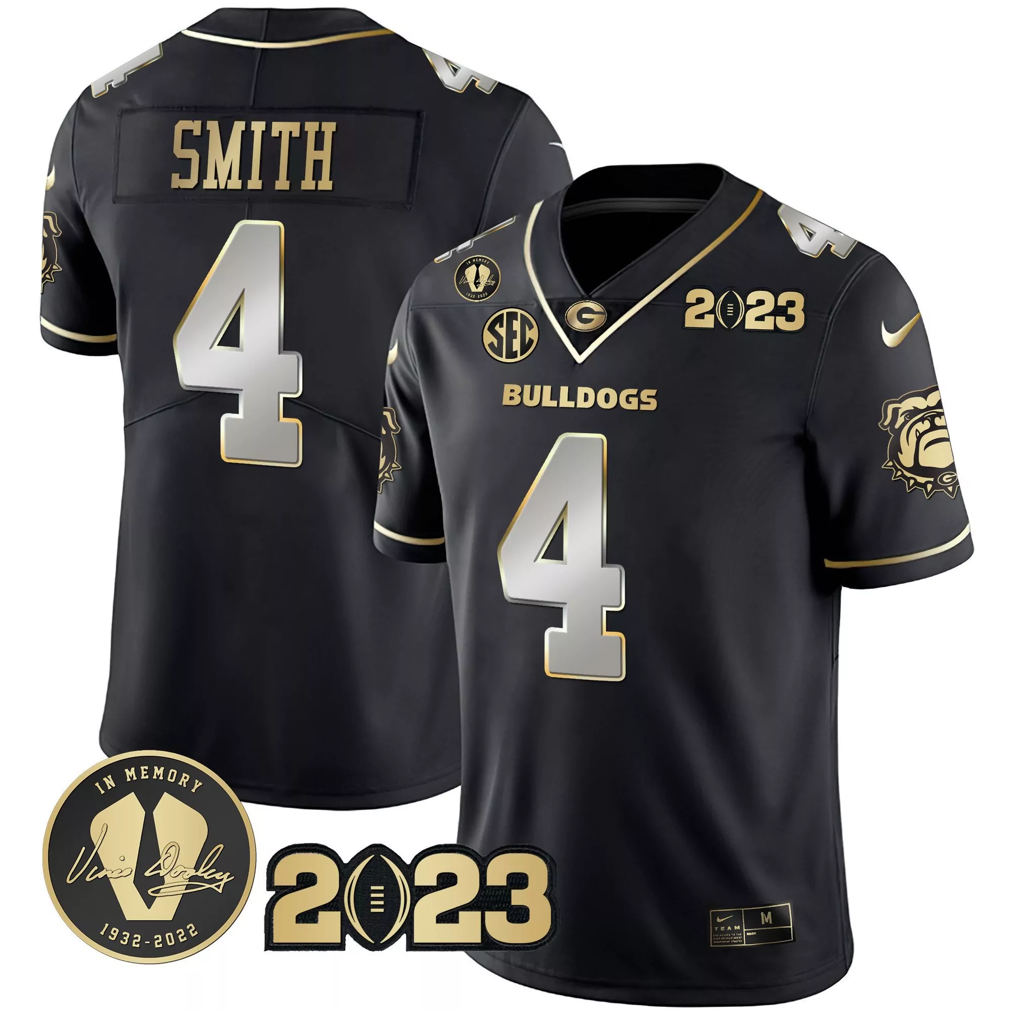 nolan smith black limited youths georgia bulldogs 2023 champions jersey all stitched