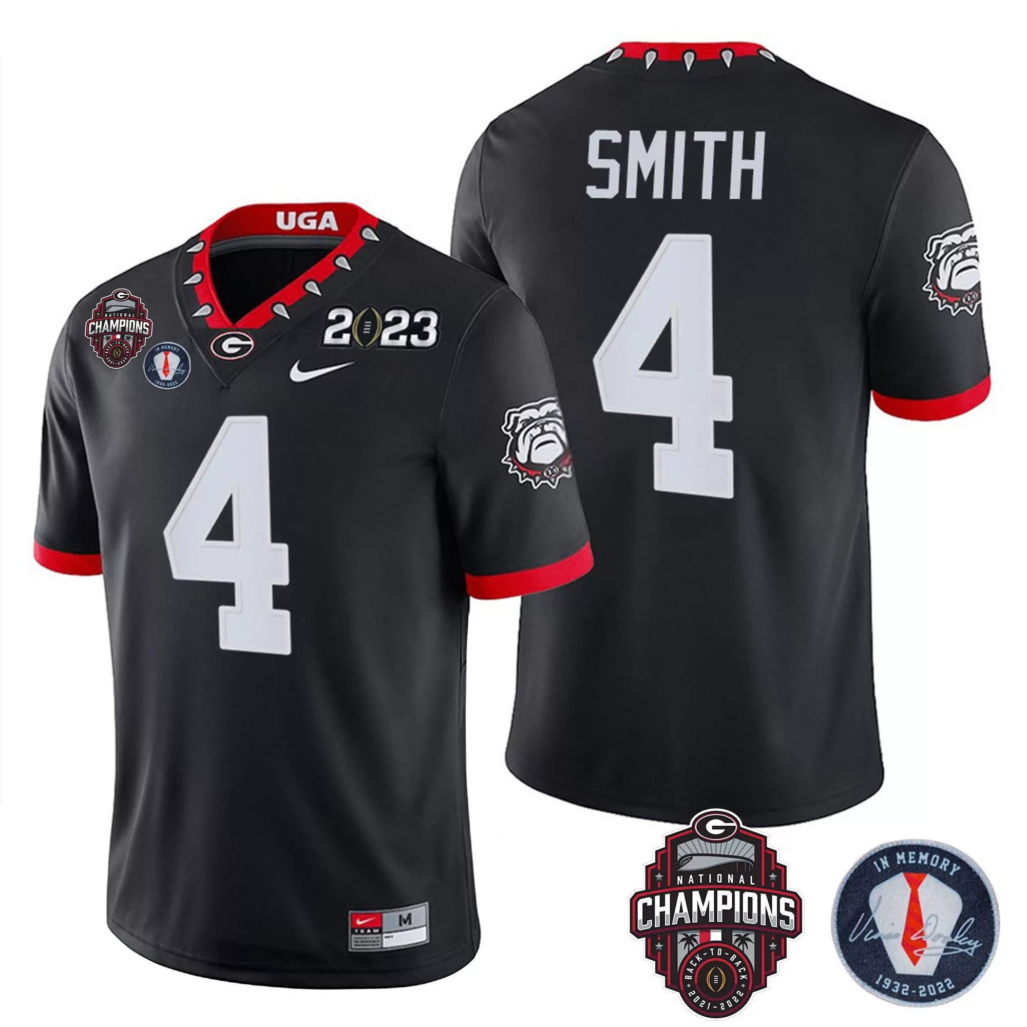 nolan smith black limited youths georgia bulldogs 2023 champions jersey all stitched