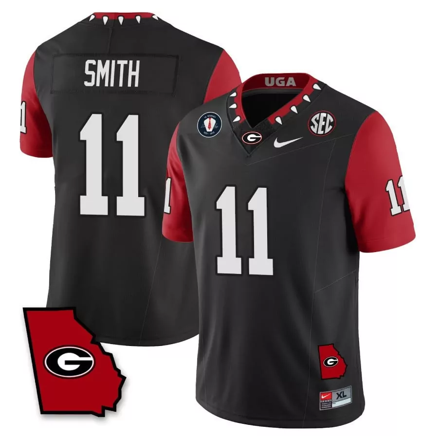 nolan smith black mens georgia bulldogs 2023 color sleeves jersey all stitched