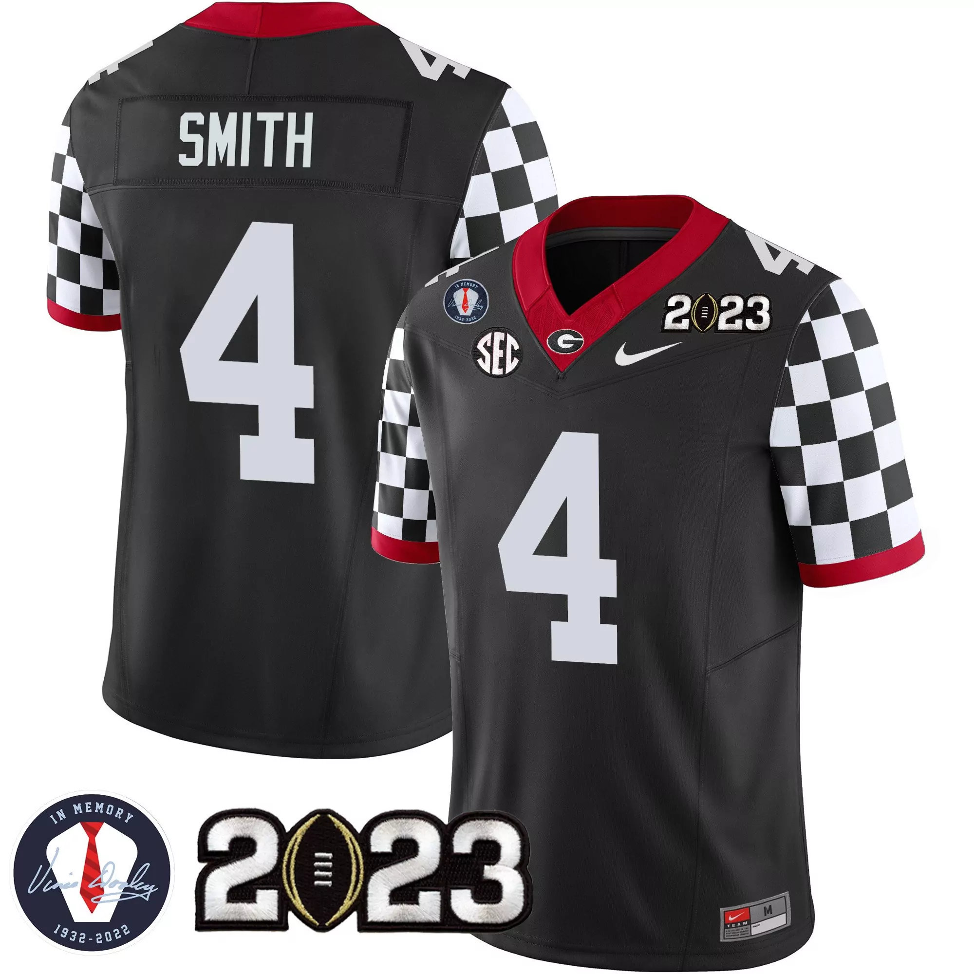 nolan smith black mens georgia bulldogs 2023 color sleeves jersey all stitched