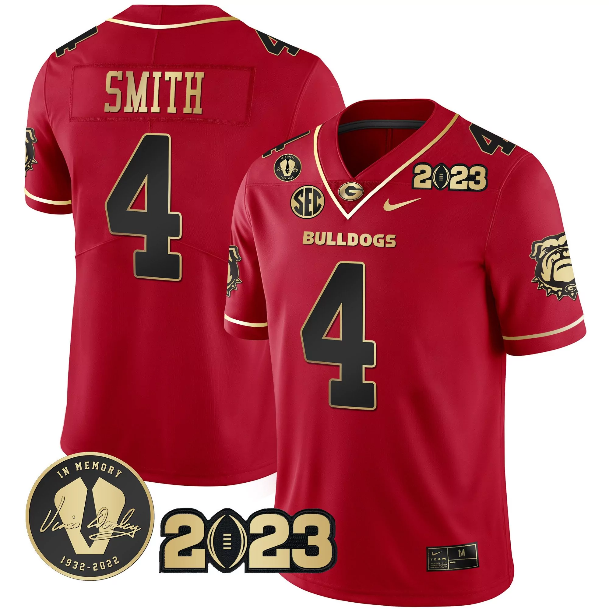 nolan smith black red mens georgia bulldogs 2023 champions v2 jersey all stitched