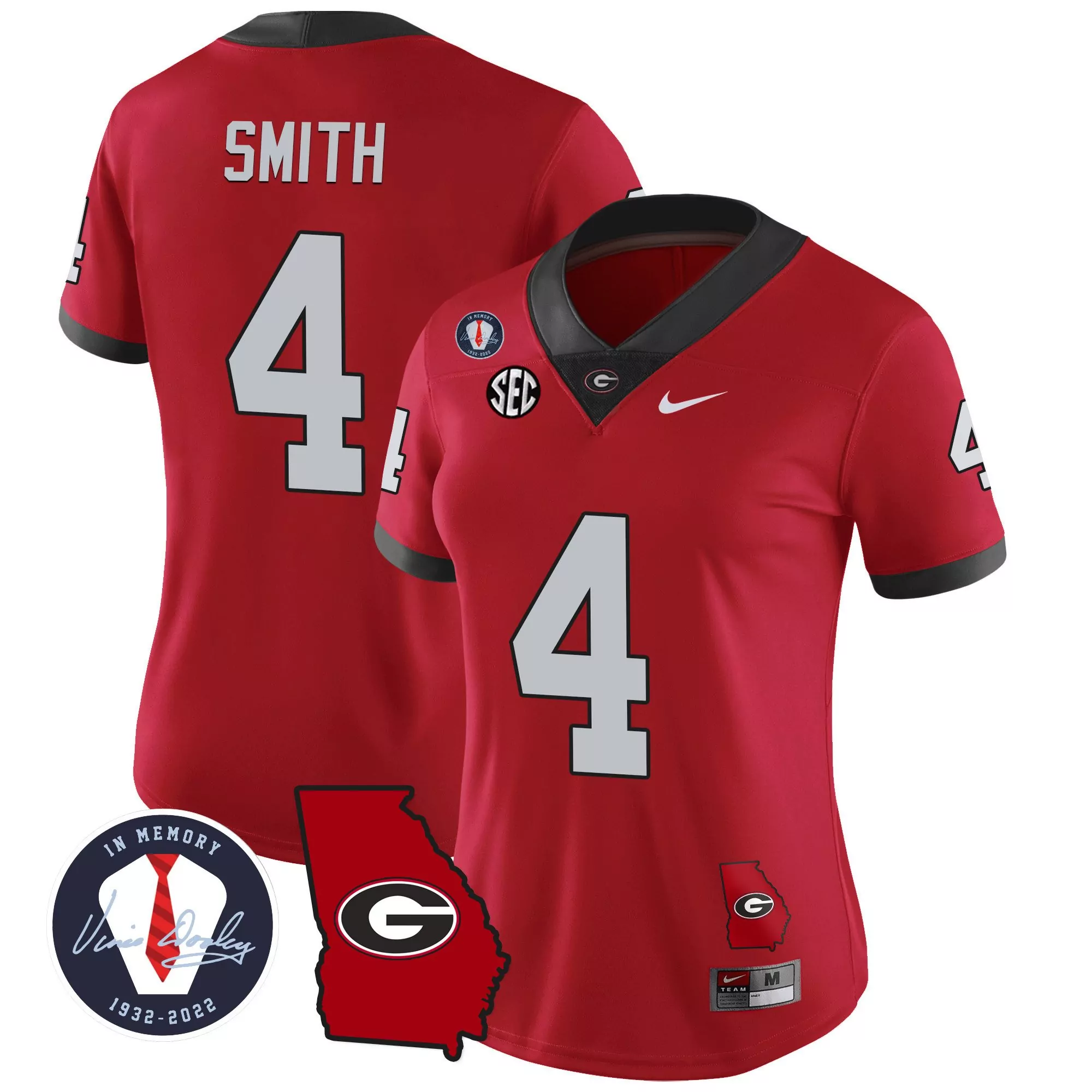 nolan smith red sleeves womens georgia bulldogs 2023 champions gold jersey all stitched