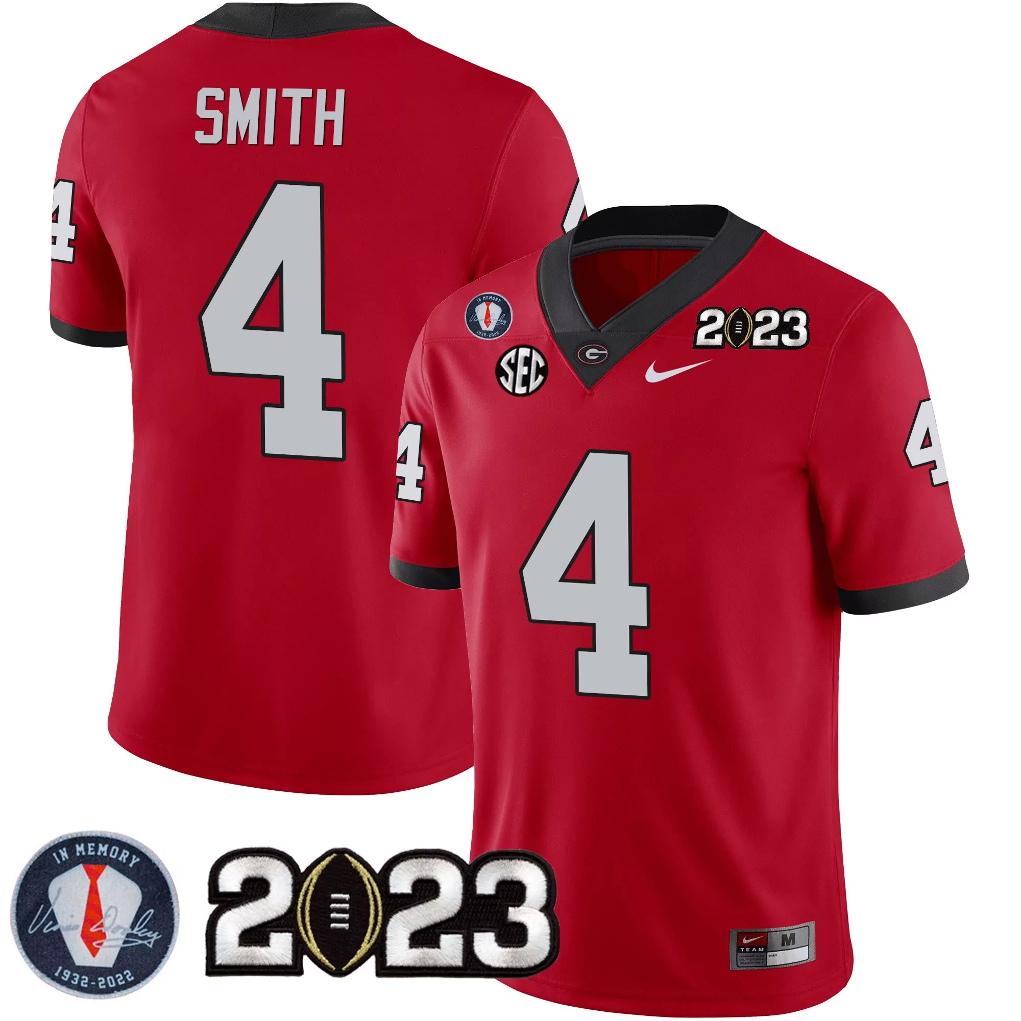 nolan smith red youths georgia bulldogs 2023 champions jersey all stitched