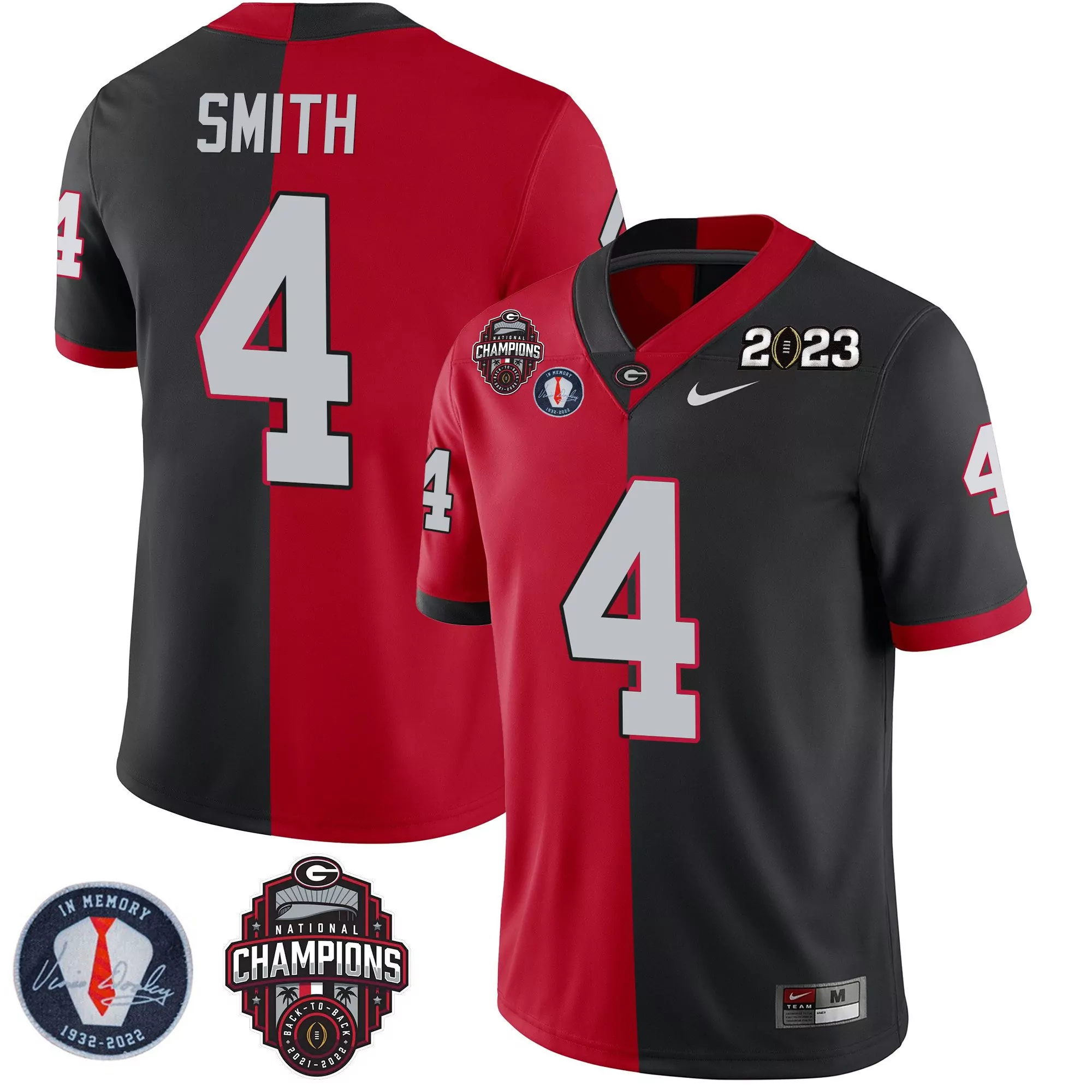 nolan smith red youths georgia bulldogs 2023 champions jersey all stitched