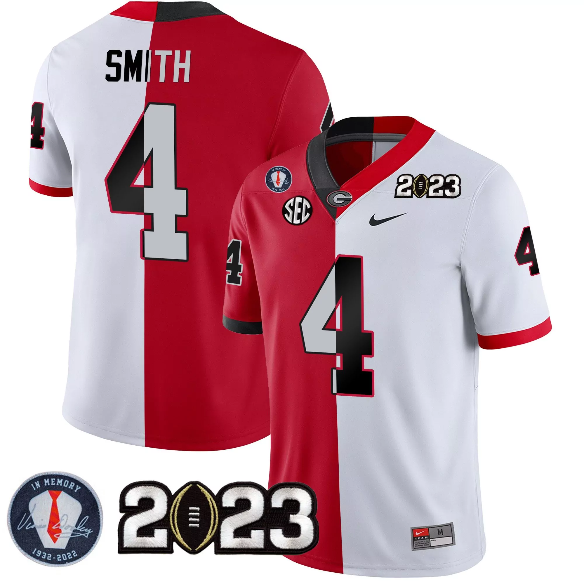 nolan smith split red black womens georgia bulldogs 2023 vince dooley patch alternate jersey all stitched