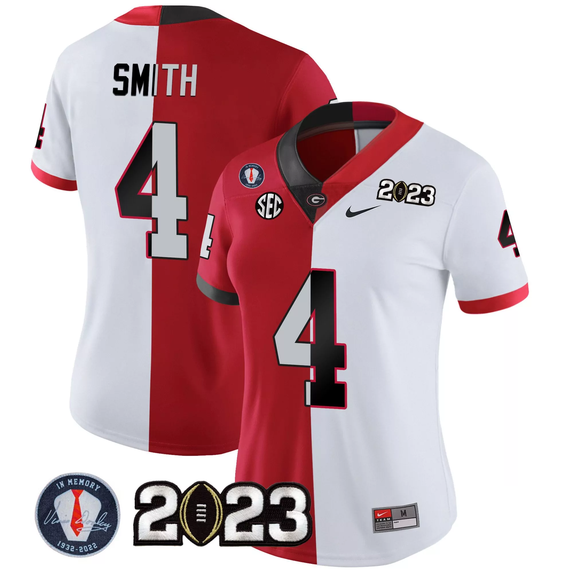 nolan smith split red black womens georgia bulldogs 2023 vince dooley patch alternate jersey all stitched