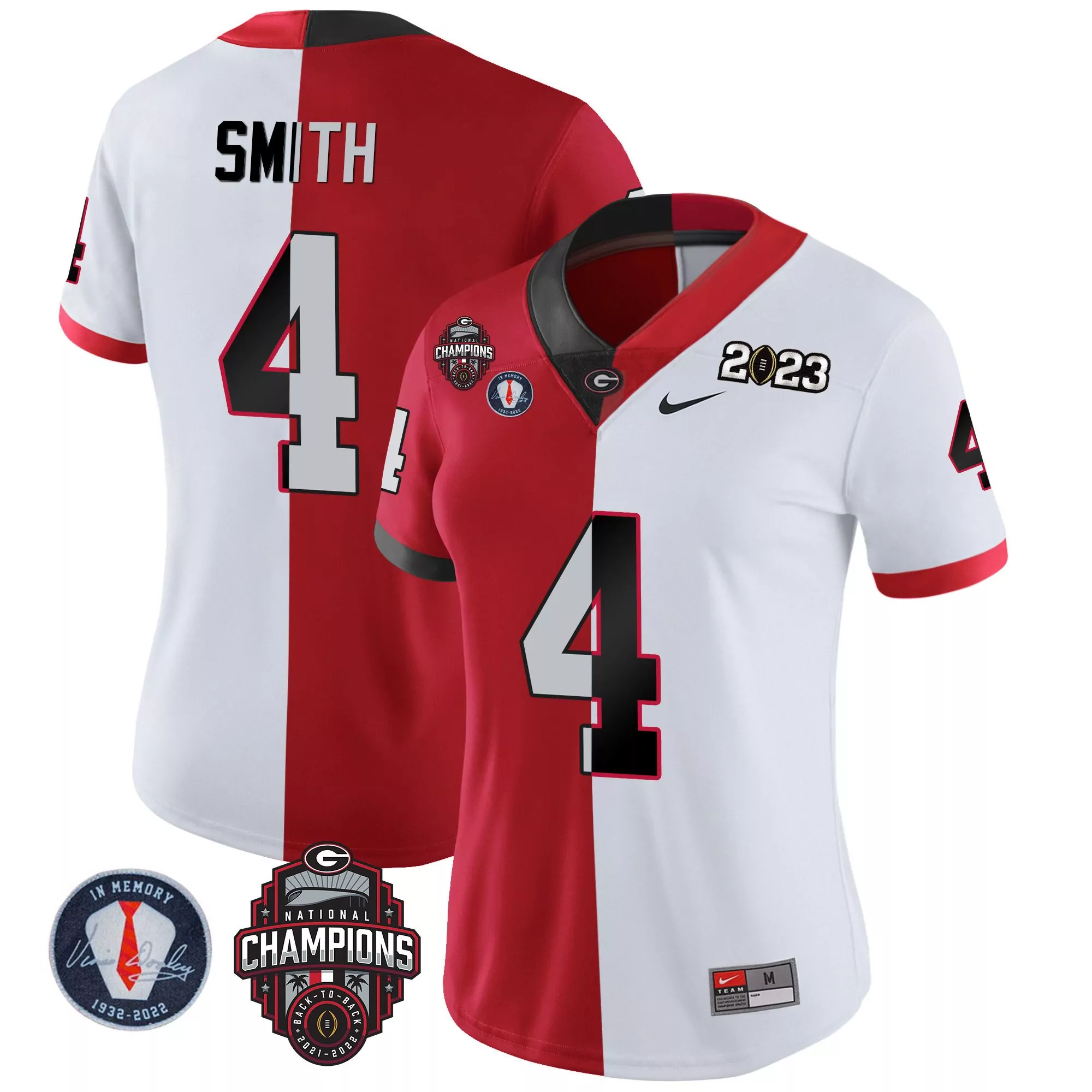 nolan smith split red black womens georgia bulldogs 2023 vince dooley patch alternate jersey all stitched
