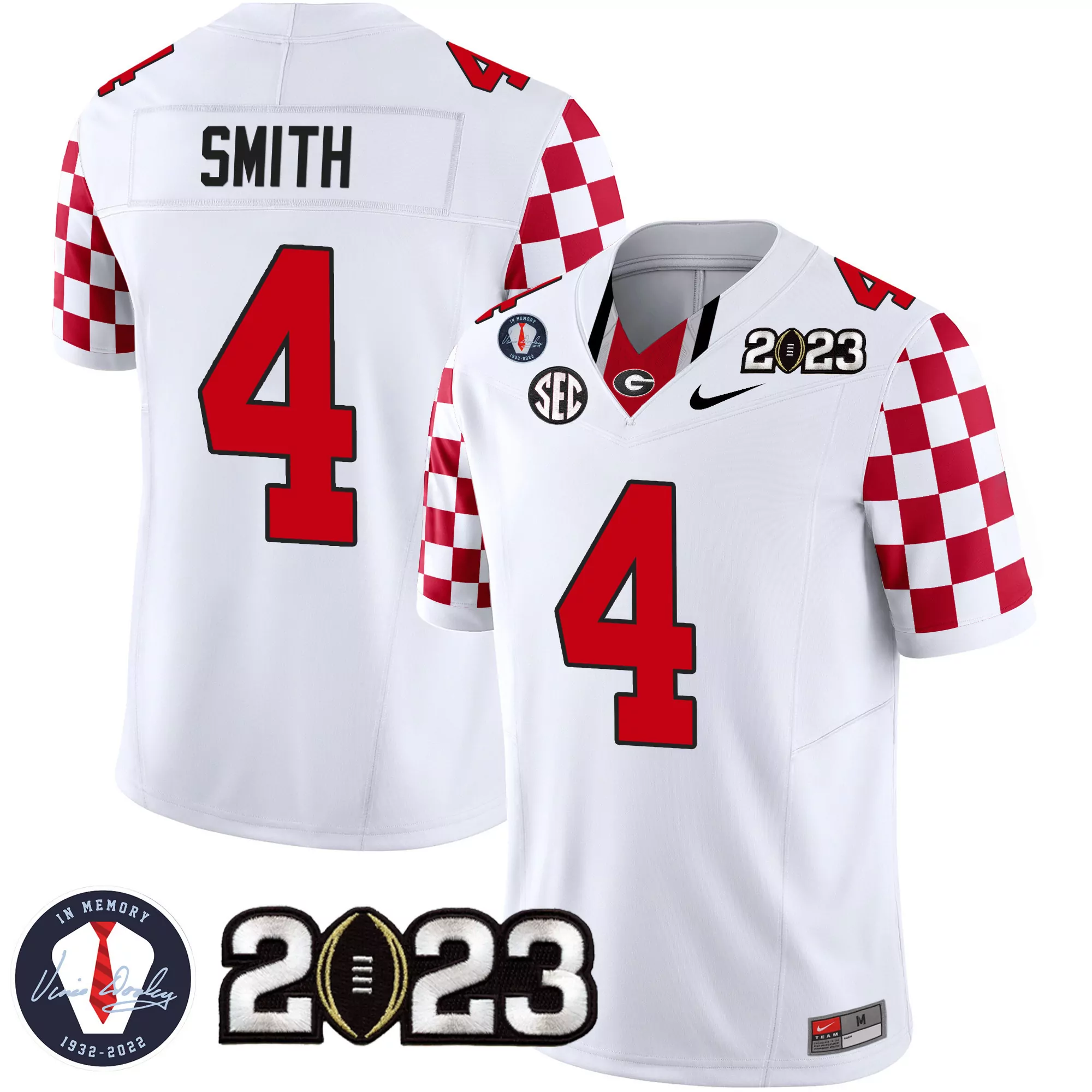 nolan smith white gold trim youths georgia bulldogs 2023 champions jersey all stitched