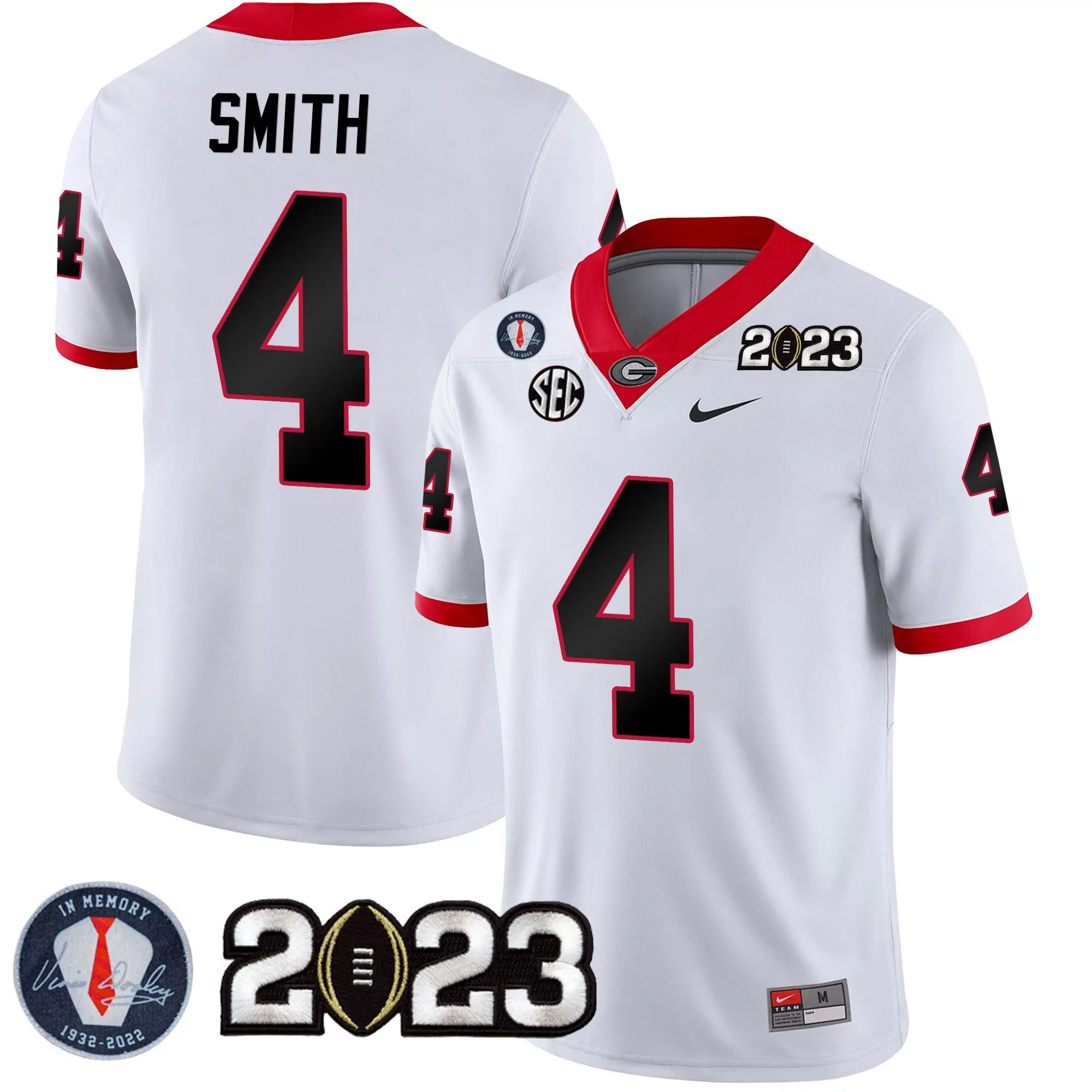 nolan smith white mens georgia bulldogs 2023 champions jersey all stitched