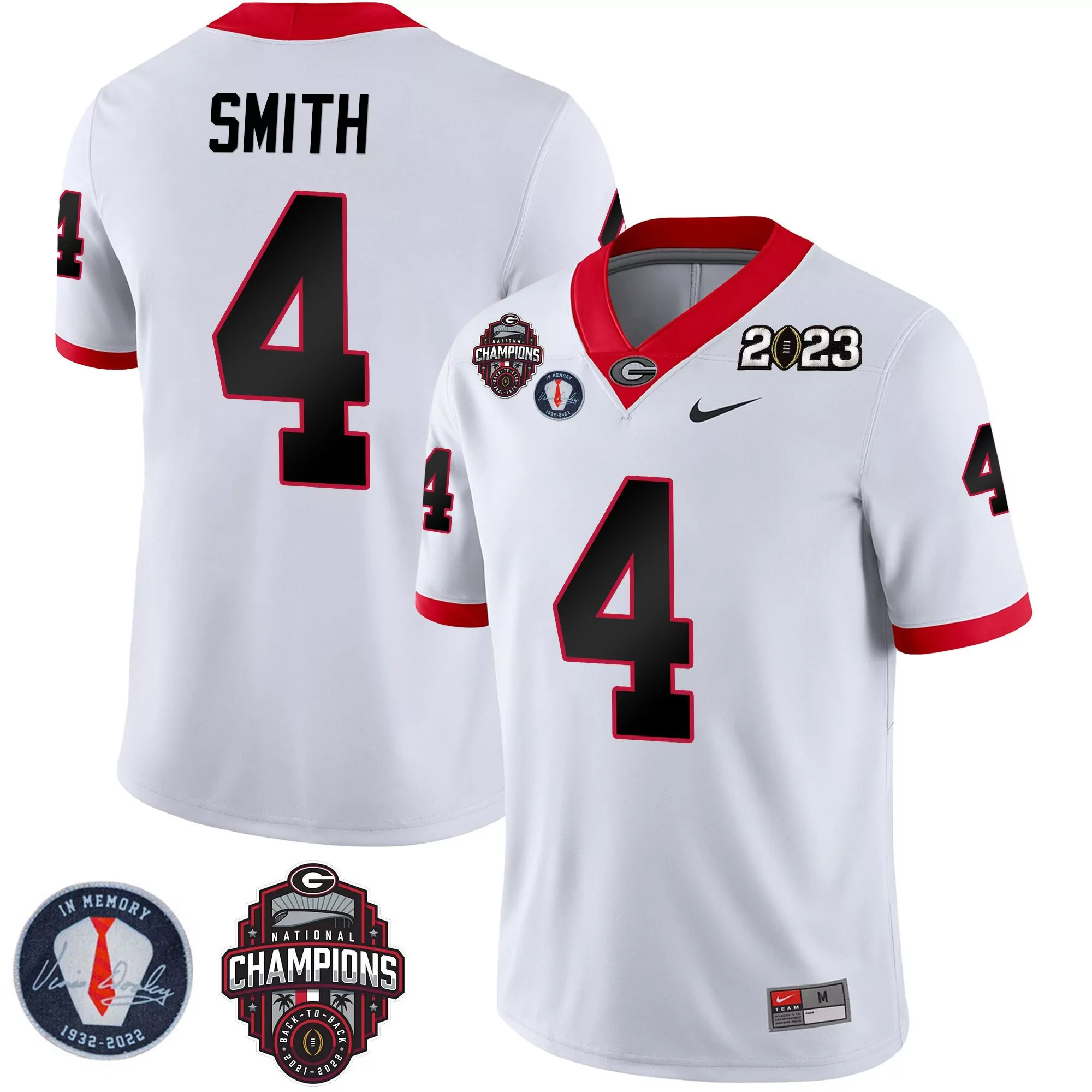 nolan smith white mens georgia bulldogs 2023 champions jersey all stitched