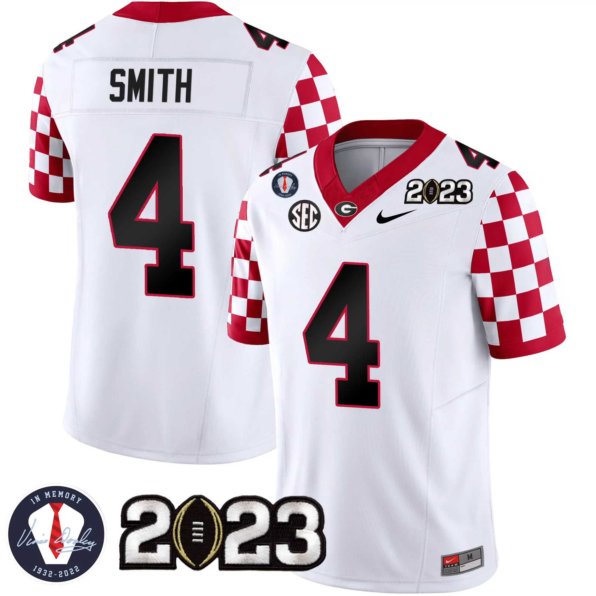 nolan smith white mens georgia bulldogs 2023 champions jersey all stitched