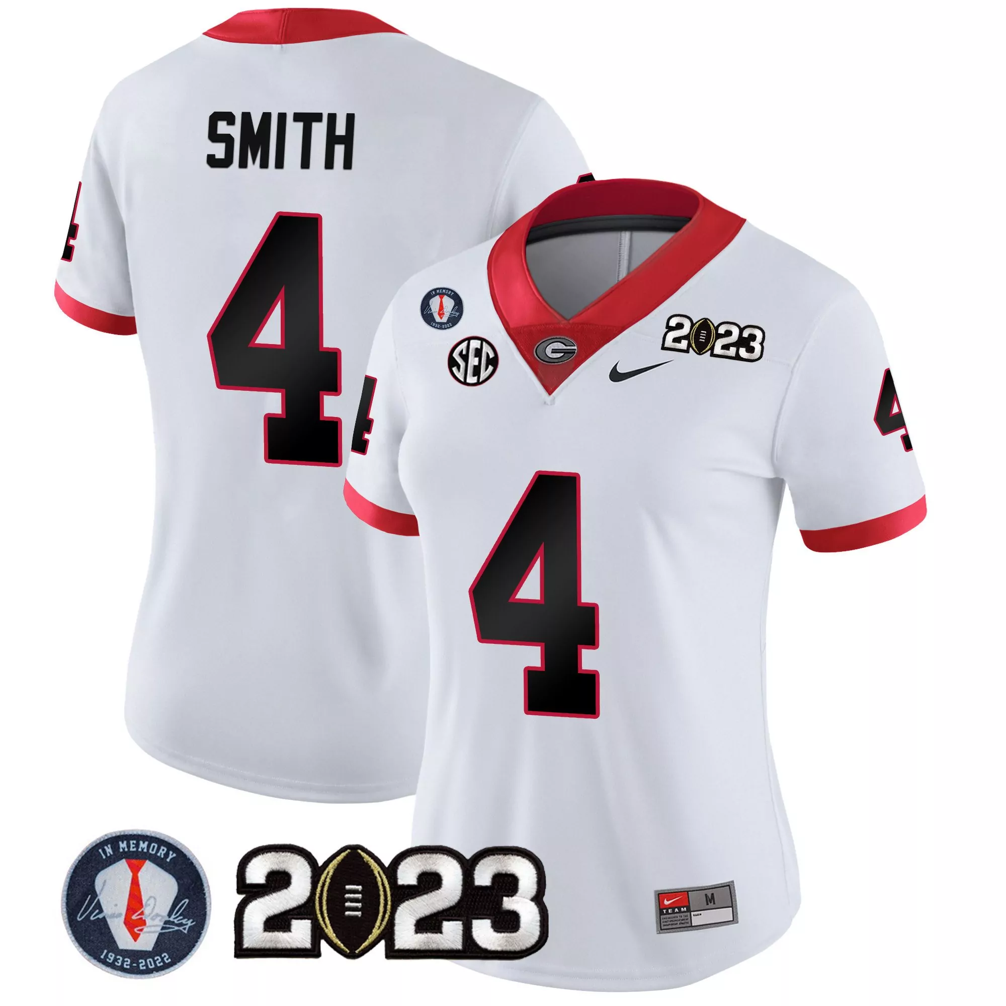 nolan smith white womens georgia bulldogs 2023 champions jersey all stitched