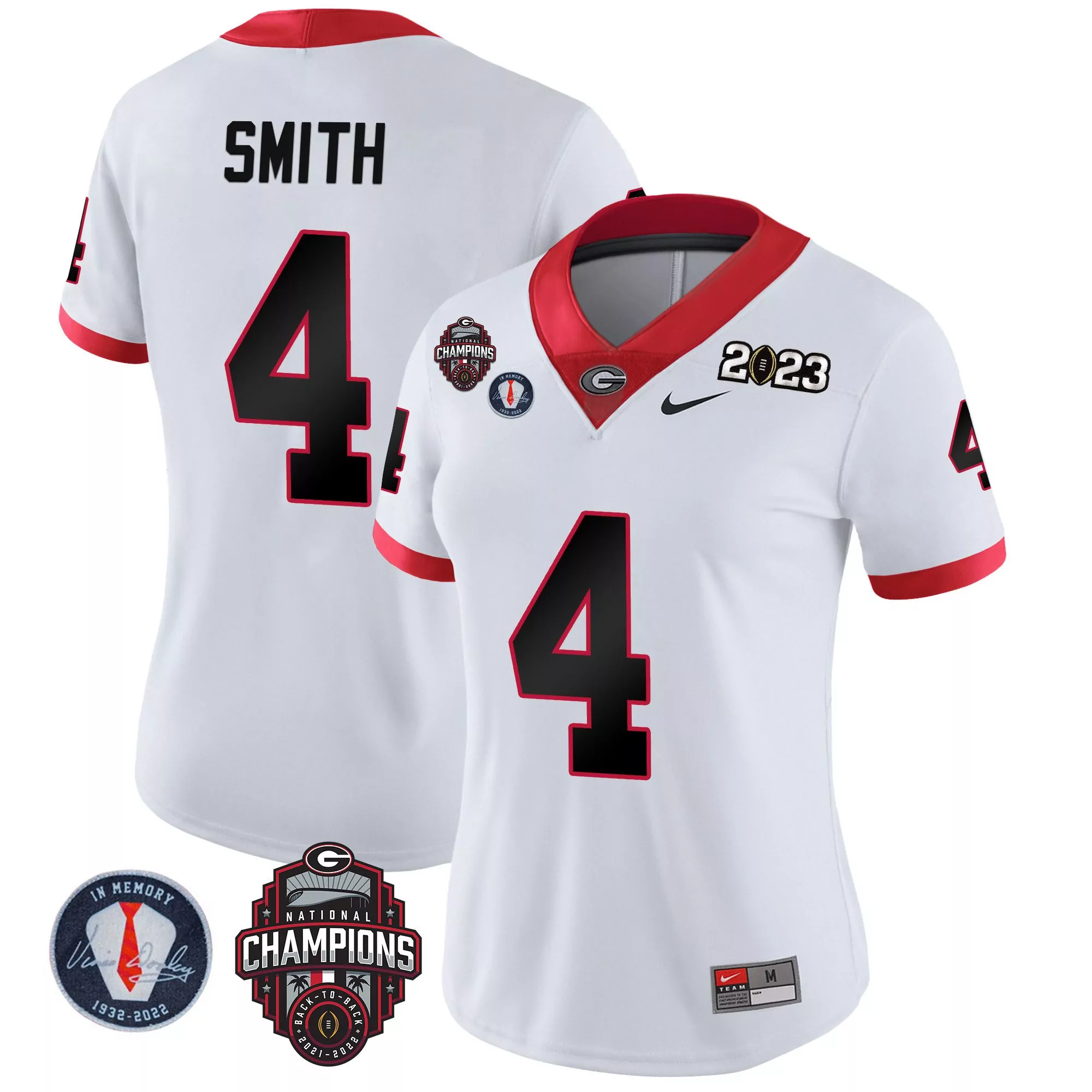 nolan smith white womens georgia bulldogs 2023 champions jersey all stitched