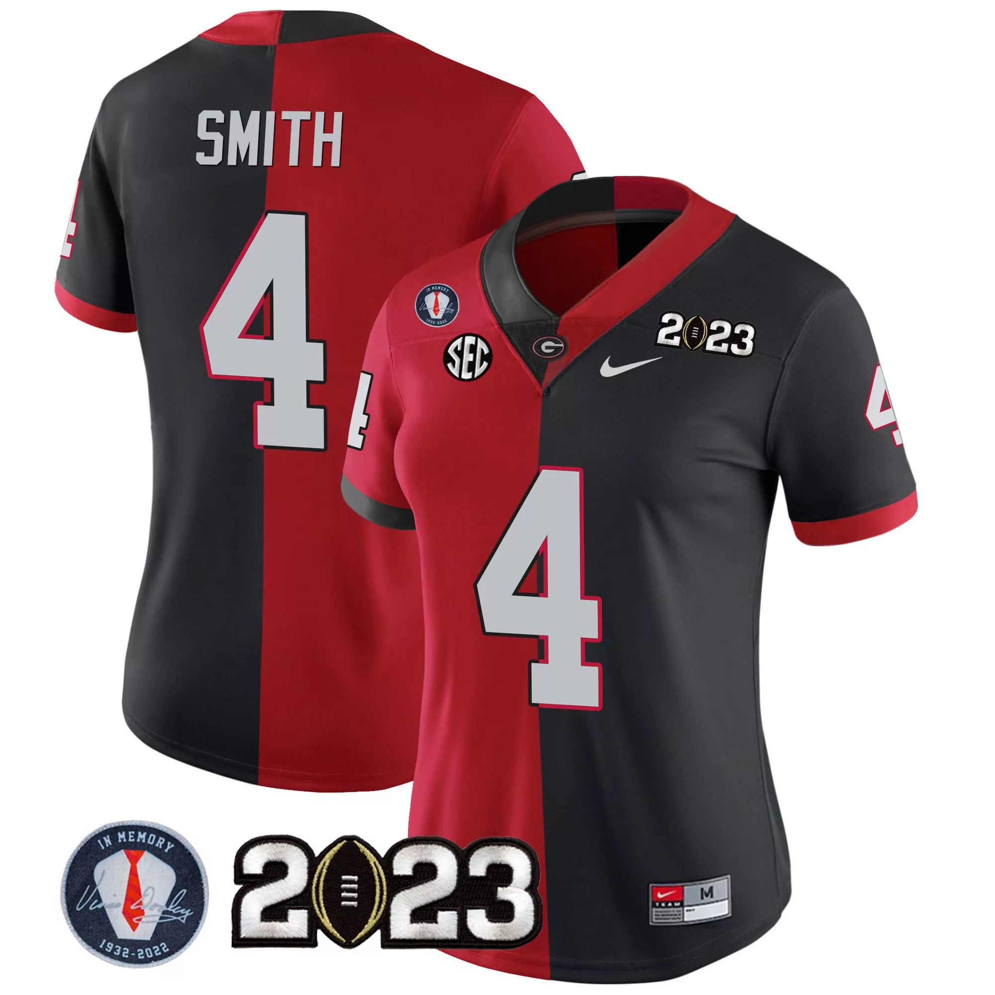 nolan smith women georgia bulldogs 2023 champions split red black jersey all stitched