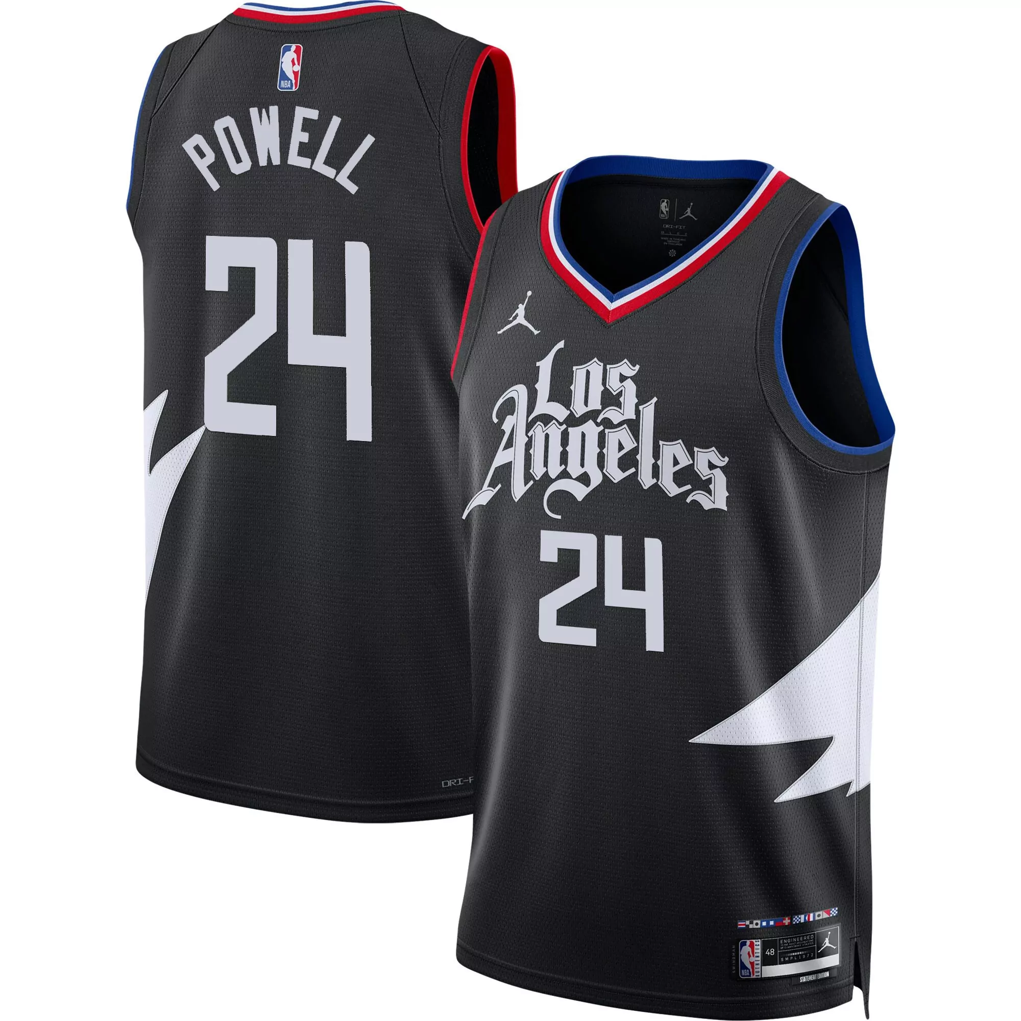 norman powell black gold mens los angeles clippers swingman jersey all stitched