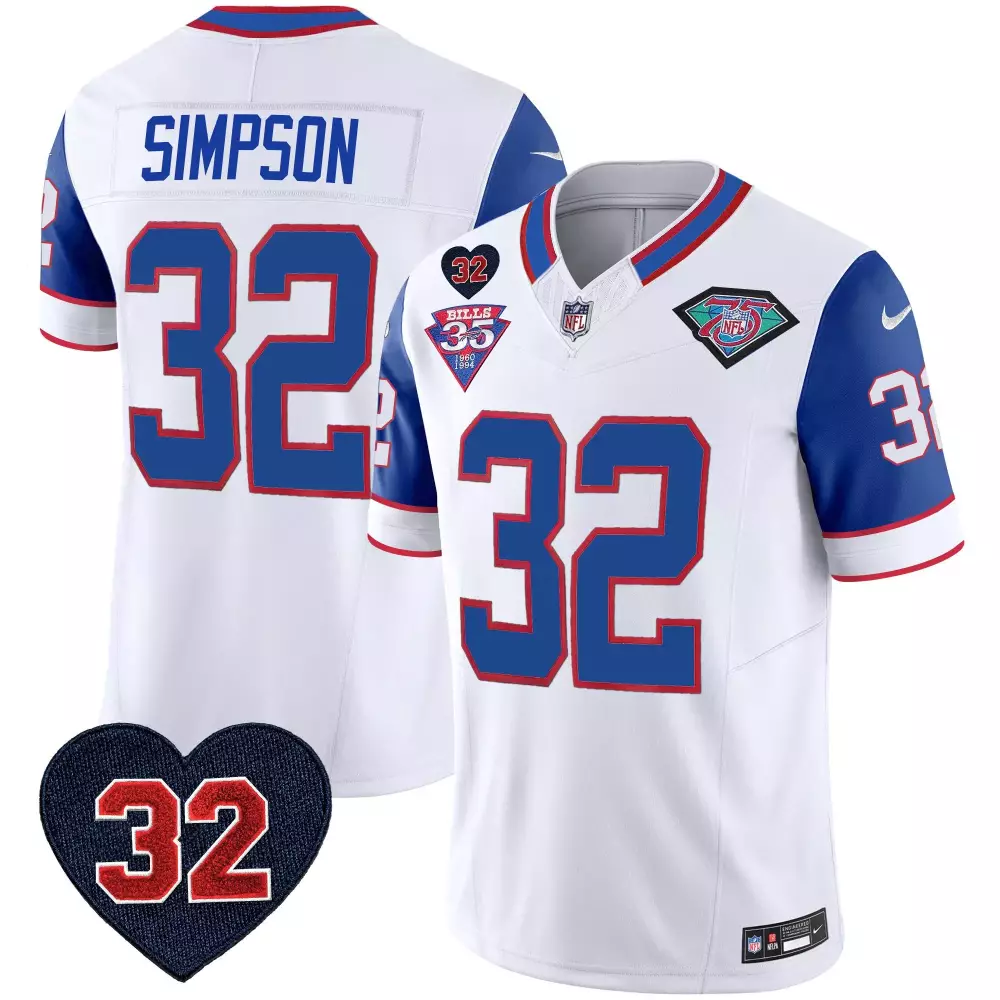 OJ Simpson Royal Sleeves Men's Buffalo Bills 1994 Throwback Jersey | All Stitched Vapor | Fan Gear for Men