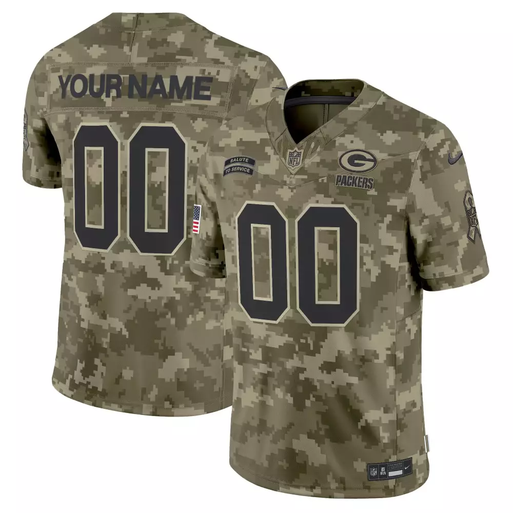 Olive Camo Packers 2024 Salute to Service Vapor Limited Custom Jersey | Stitched Fan Gear for Men, Women & Youth