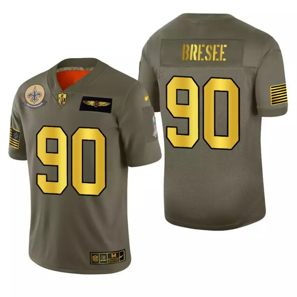 olive men bryan bresee new orleans saints salute to service gold jersey all stitched