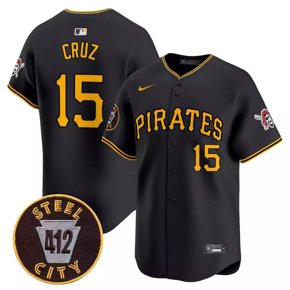 oneil cruz black mens pittsburgh pirates 412 patch vapor premier limited jersey all stitched