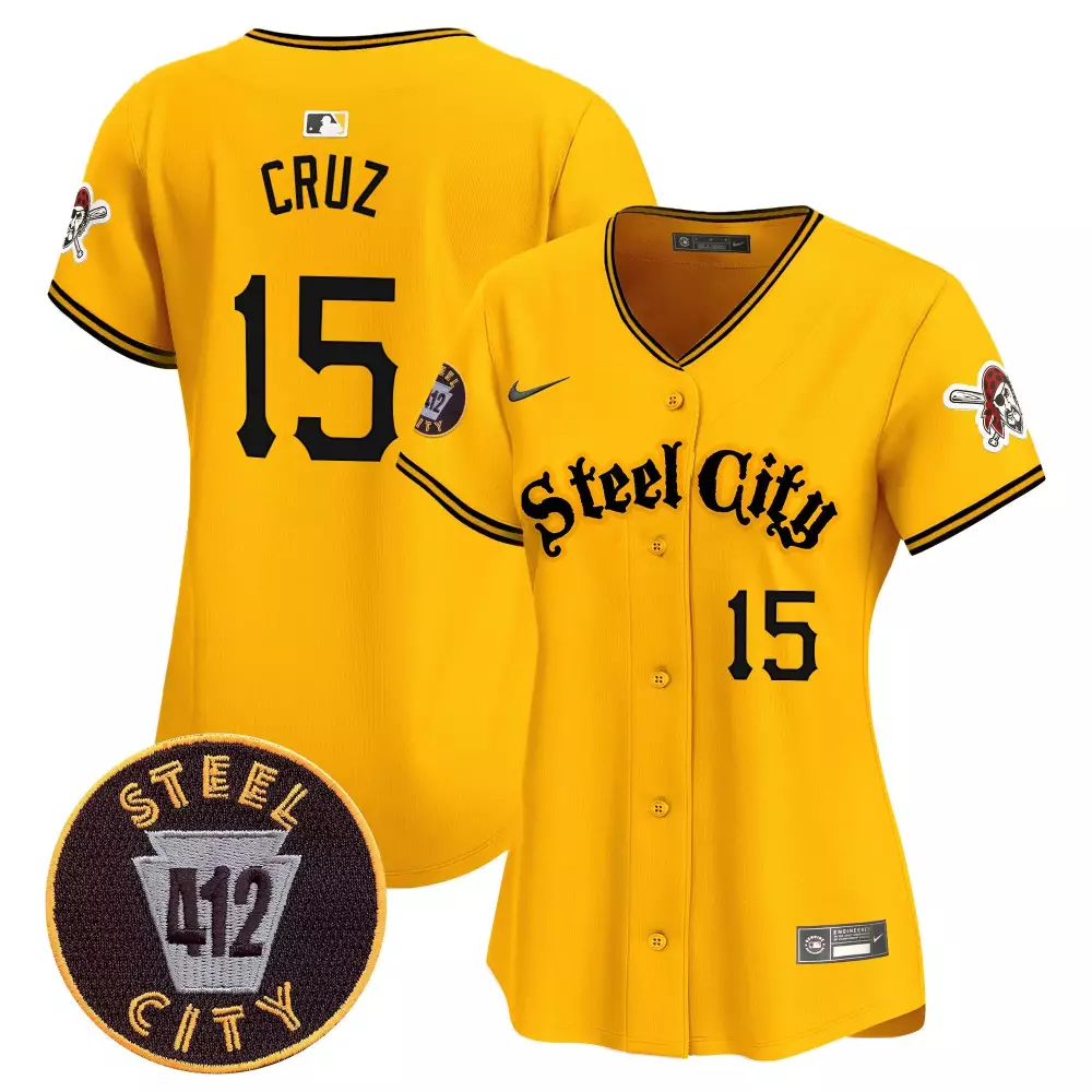 oneil cruz gold mens pittsburgh pirates 412 patch vapor premier limited jersey v7 all stitched