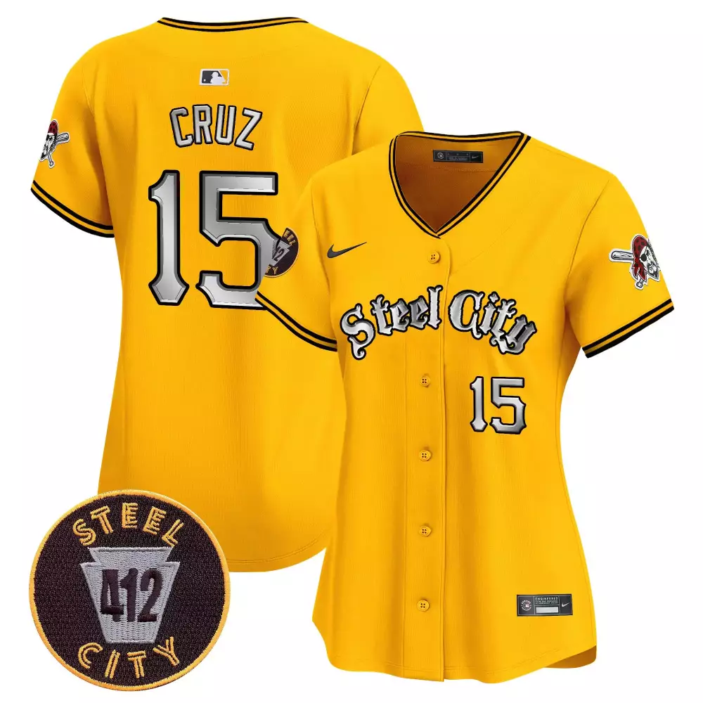 oneil cruz gold mens pittsburgh pirates 412 patch vapor premier limited jersey v7 all stitched